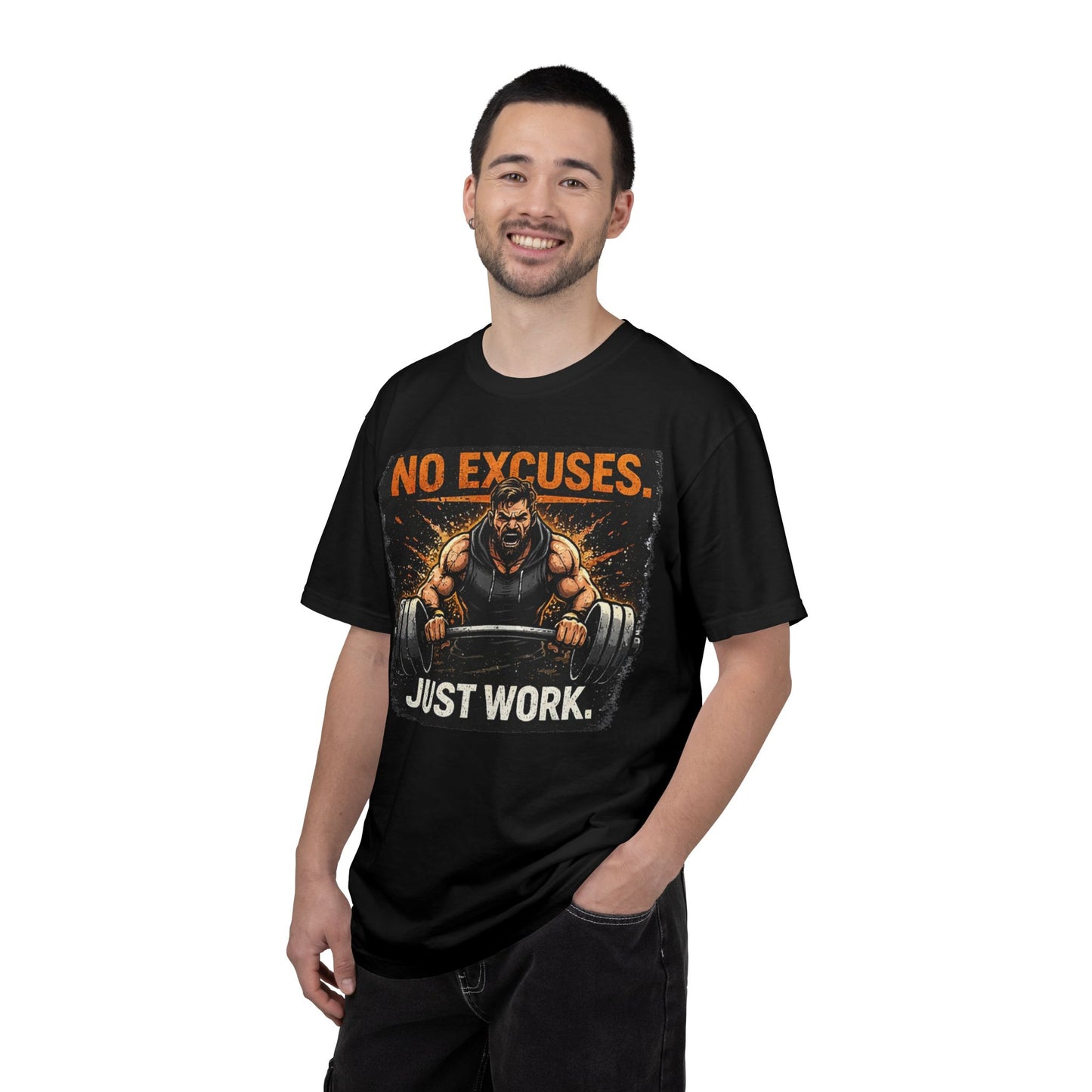 Motivational Gym T-Shirt — "No Excuses. Just Work." Workout Tee