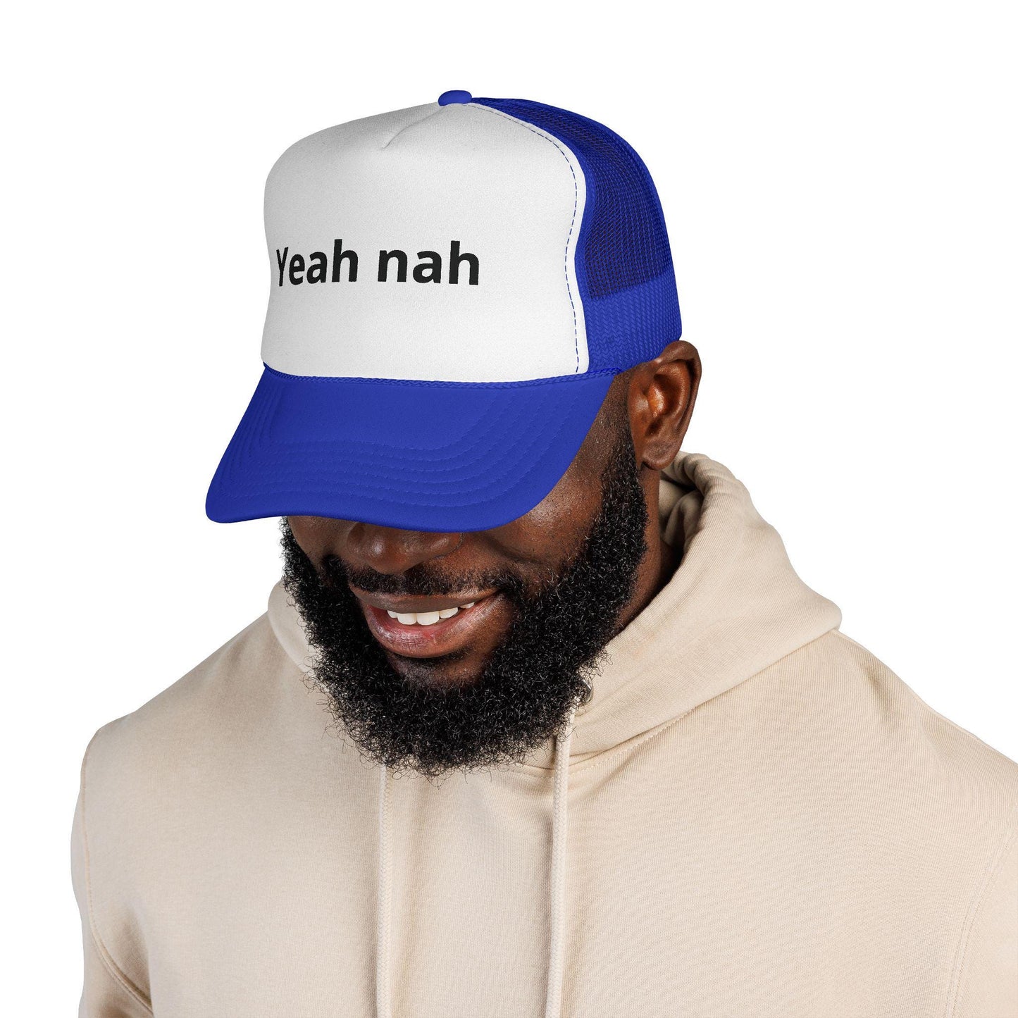 Yeah nah Trucker Cap | Funny Phrase Mesh Hat, Red White Blue