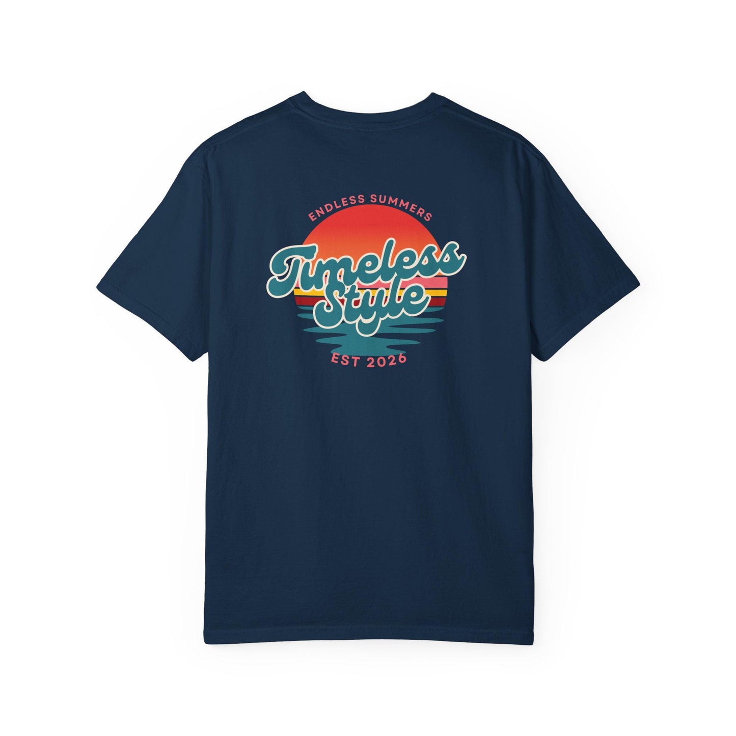 Timeless Style Sunset Graphic T-shirt | Retro Beach Logo