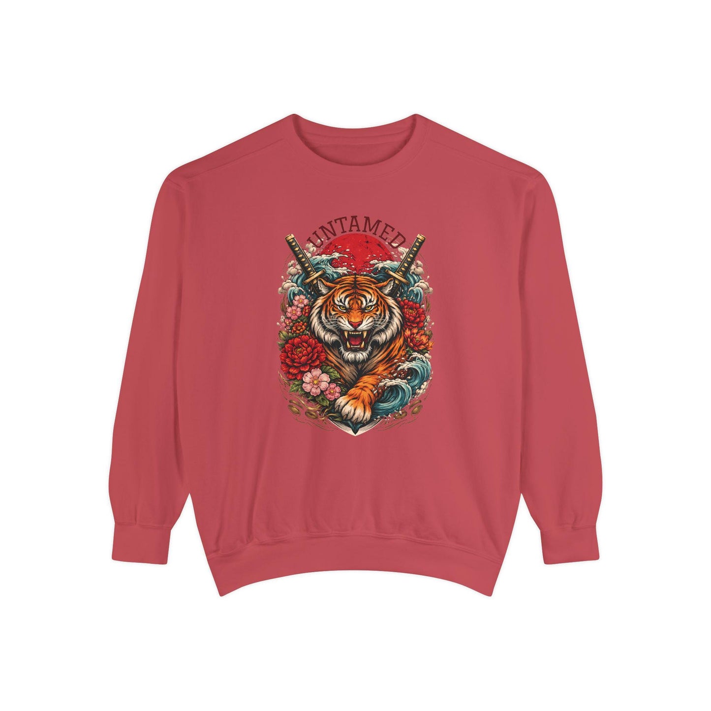 Untamed Tiger Sweatshirt Floral Samurai Graphic Crewneck