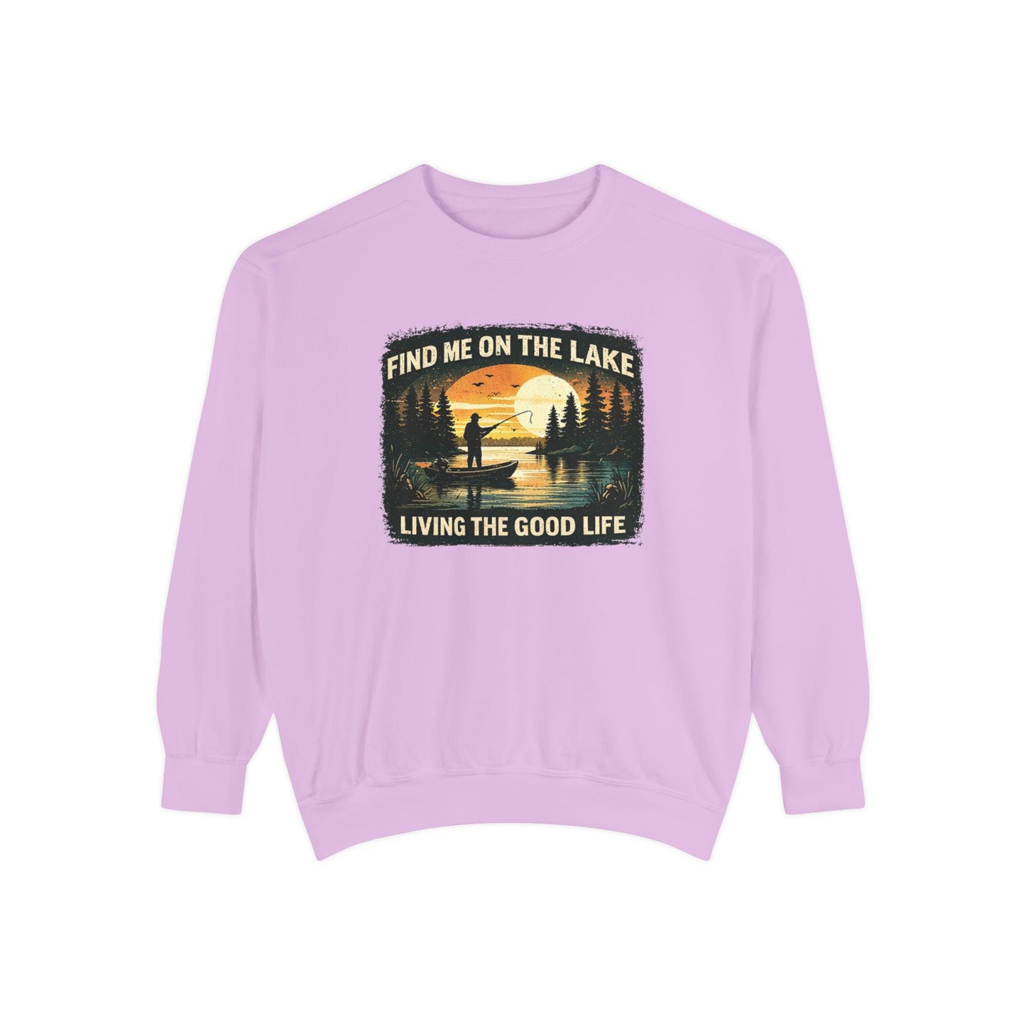 Lake Life Fishing Sweatshirt, Embroidered Outdoor Crewneck