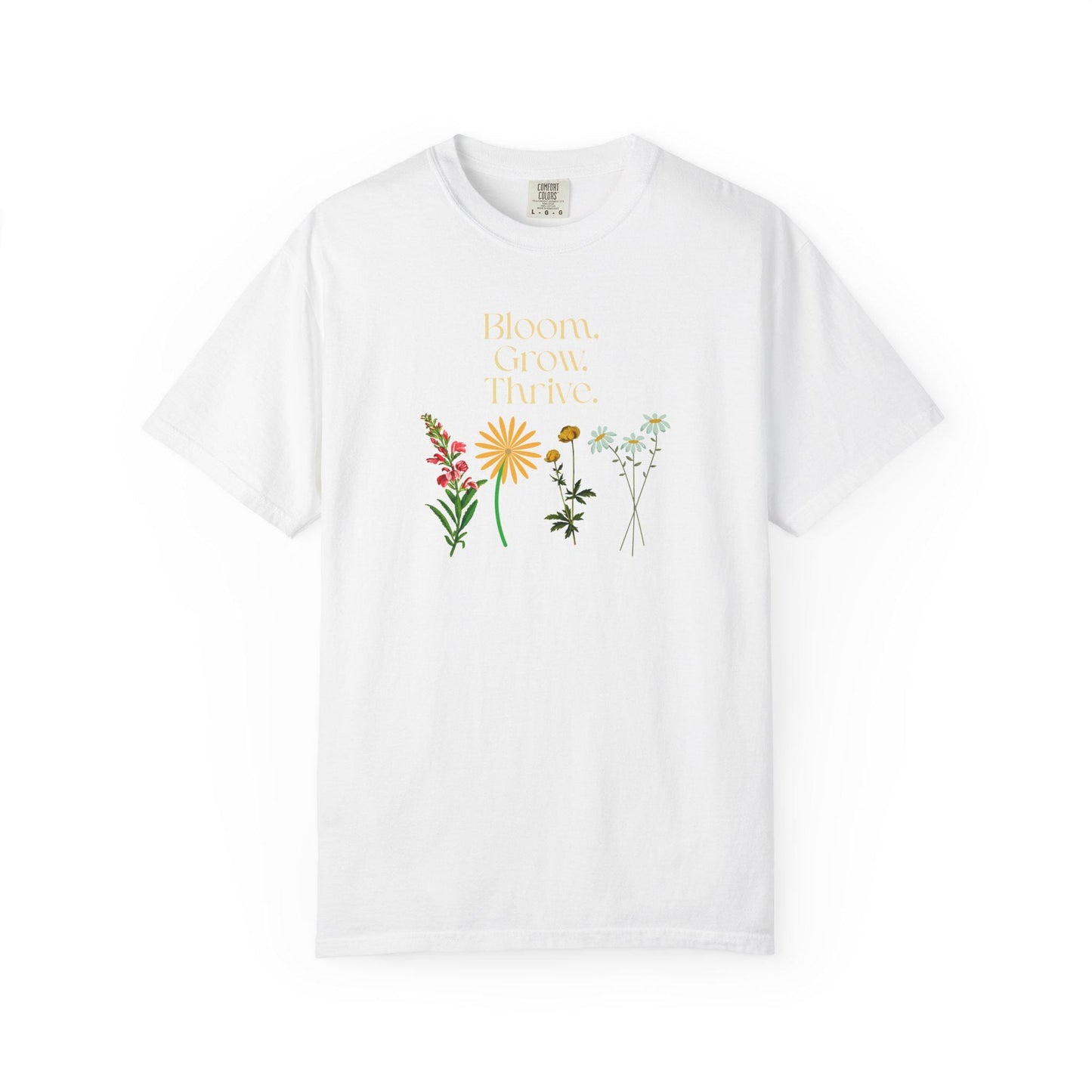 Bloom Grow Thrive T-Shirt - Wildflower Botanical Graphic Tee - Nature Lover Gift - Unisex Cotton - Australian Made