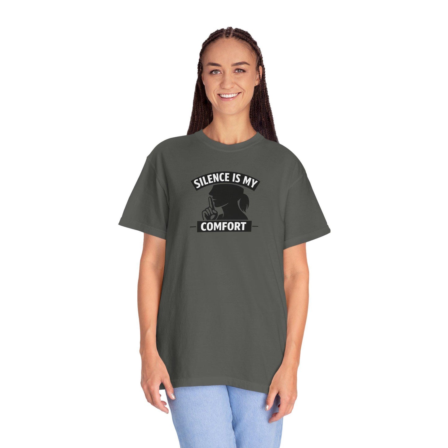 Silence Is My Comfort T-shirt | Quiet Skull Graphic, Monochrome