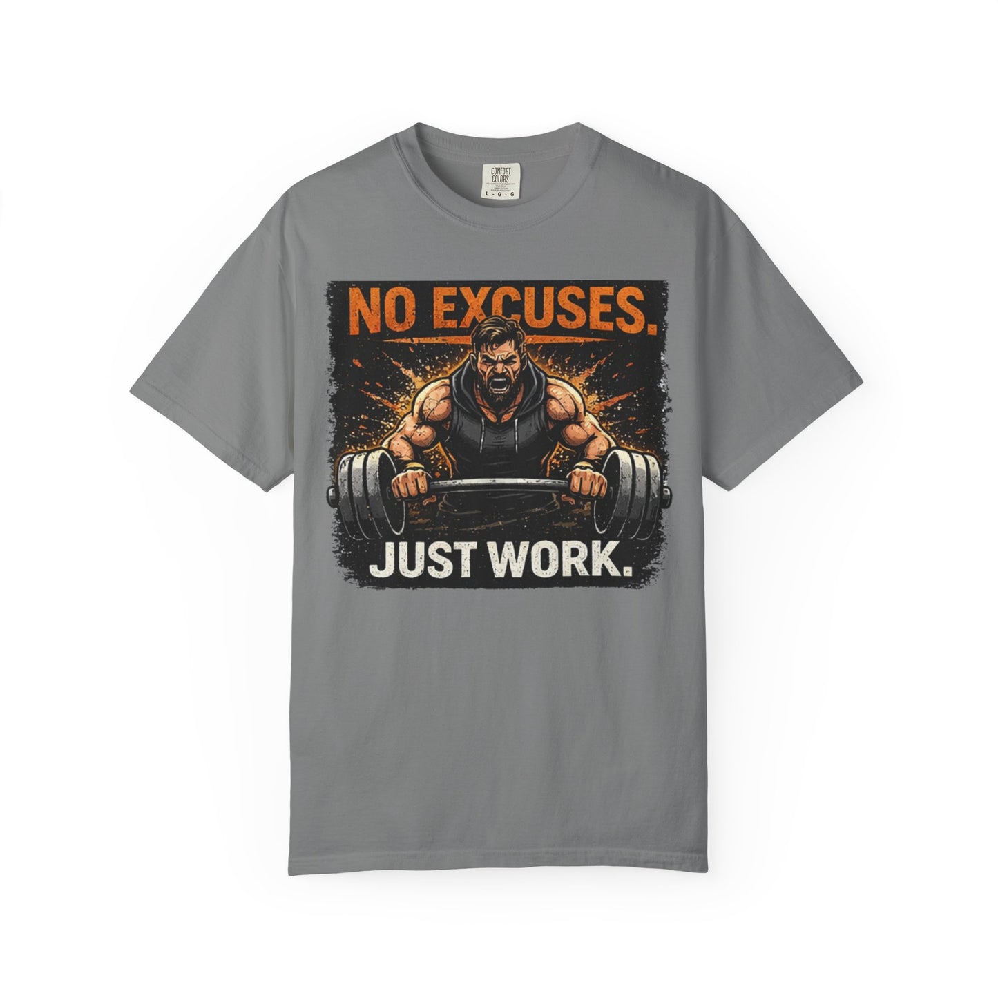 Motivational Gym T-Shirt — "No Excuses. Just Work." Workout Tee