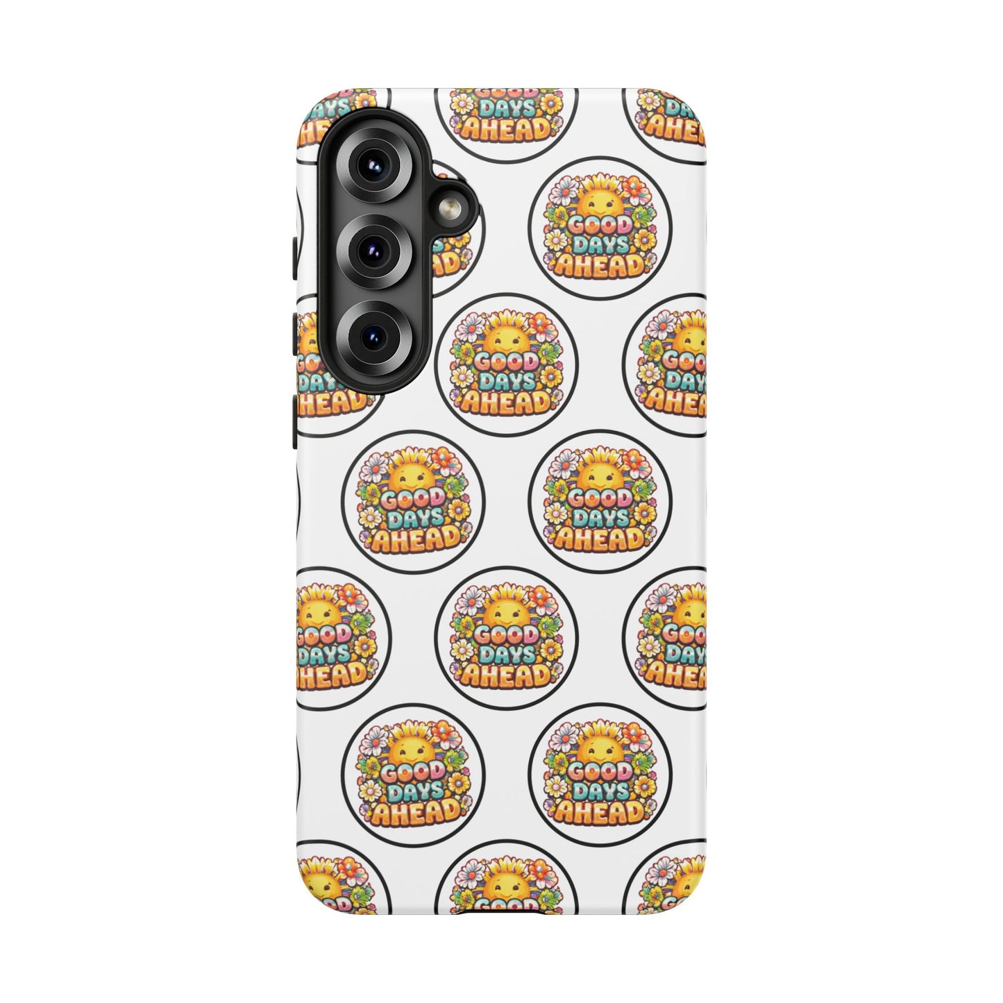 Phone Case – 'Good Days Ahead' Retro Sun Pattern