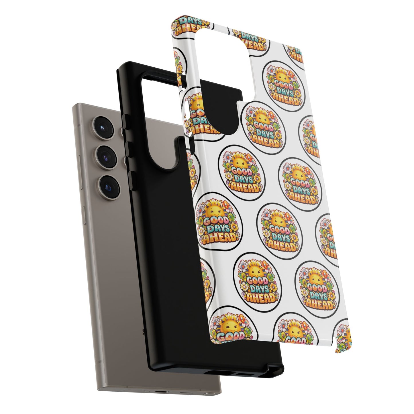 Phone Case – 'Good Days Ahead' Retro Sun Pattern