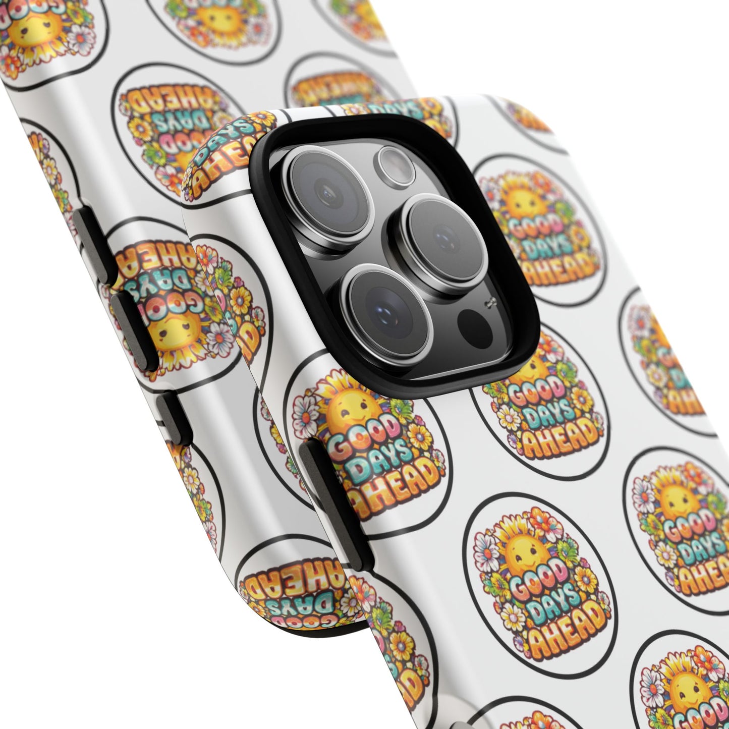 Phone Case – 'Good Days Ahead' Retro Sun Pattern