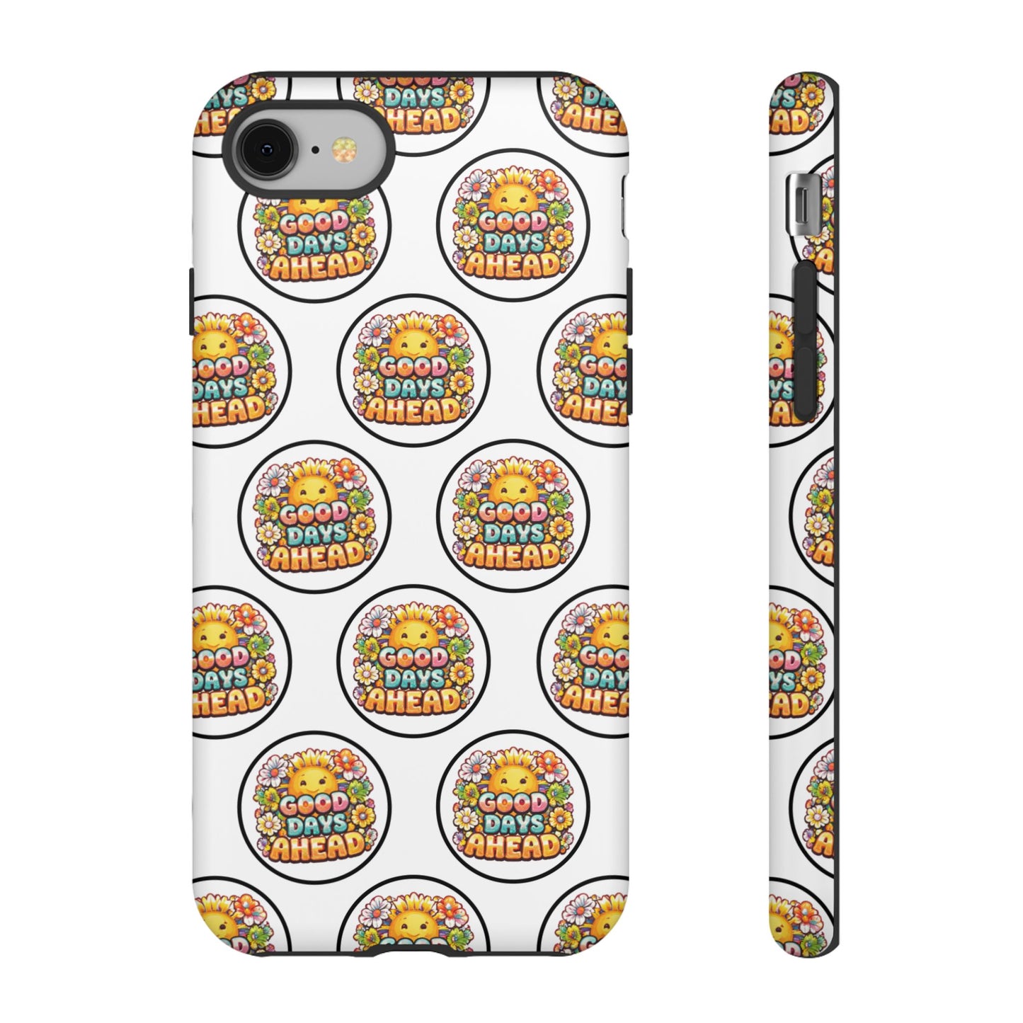 Phone Case – 'Good Days Ahead' Retro Sun Pattern