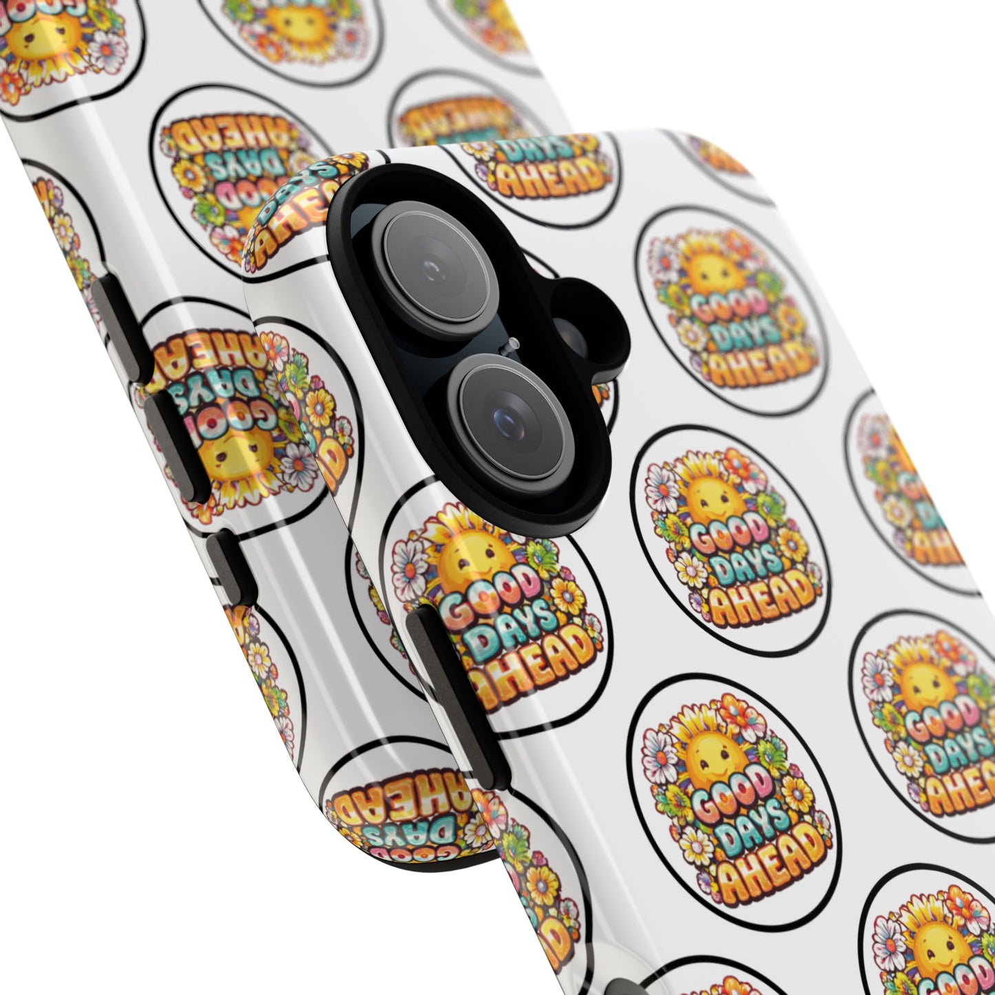 Phone Case – 'Good Days Ahead' Retro Sun Pattern