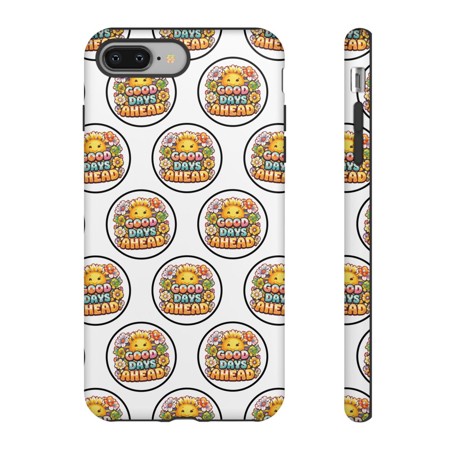 Phone Case – 'Good Days Ahead' Retro Sun Pattern