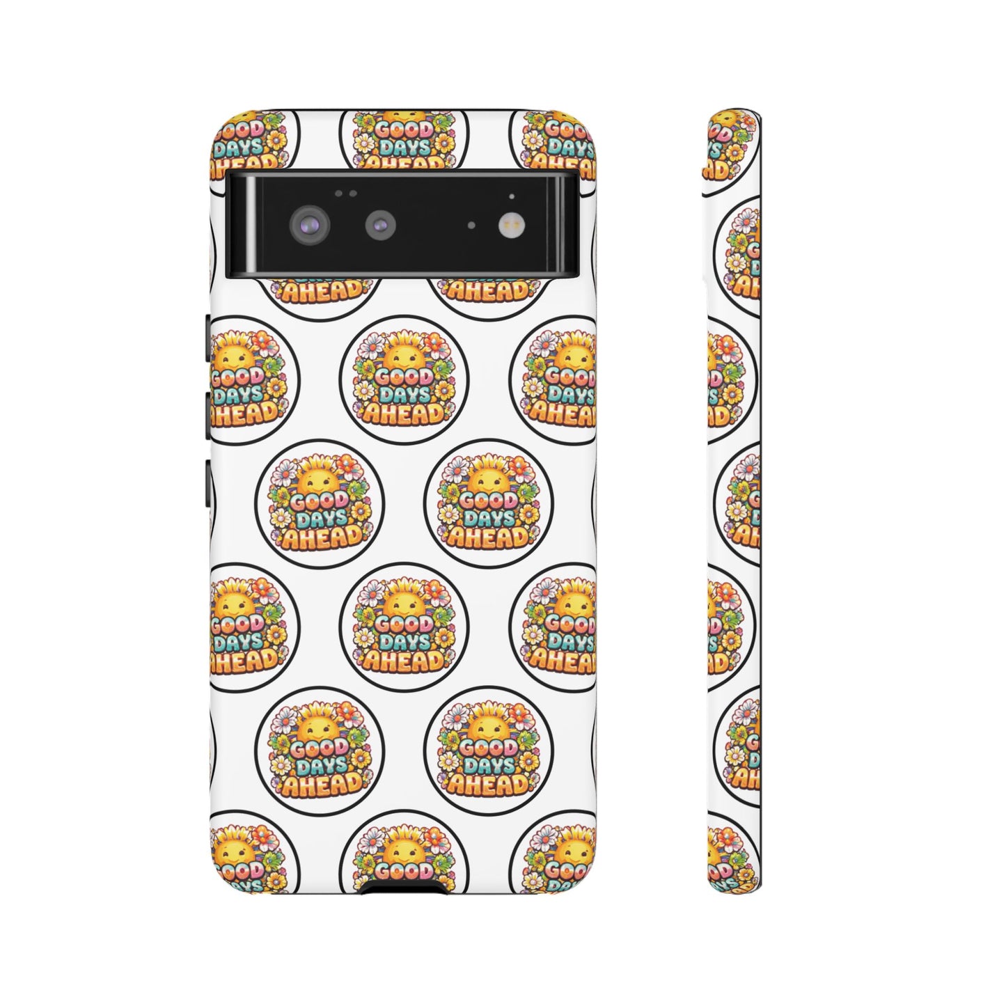 Phone Case – 'Good Days Ahead' Retro Sun Pattern