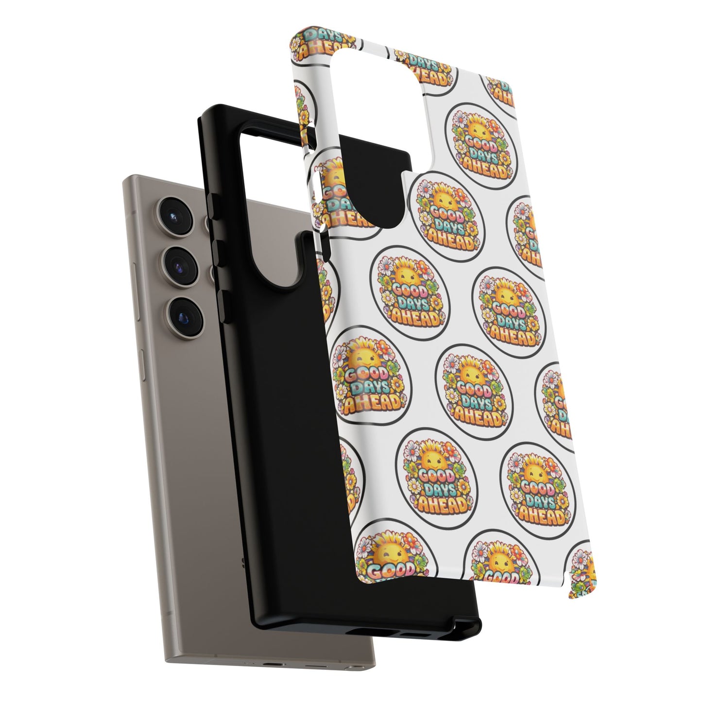 Phone Case – 'Good Days Ahead' Retro Sun Pattern
