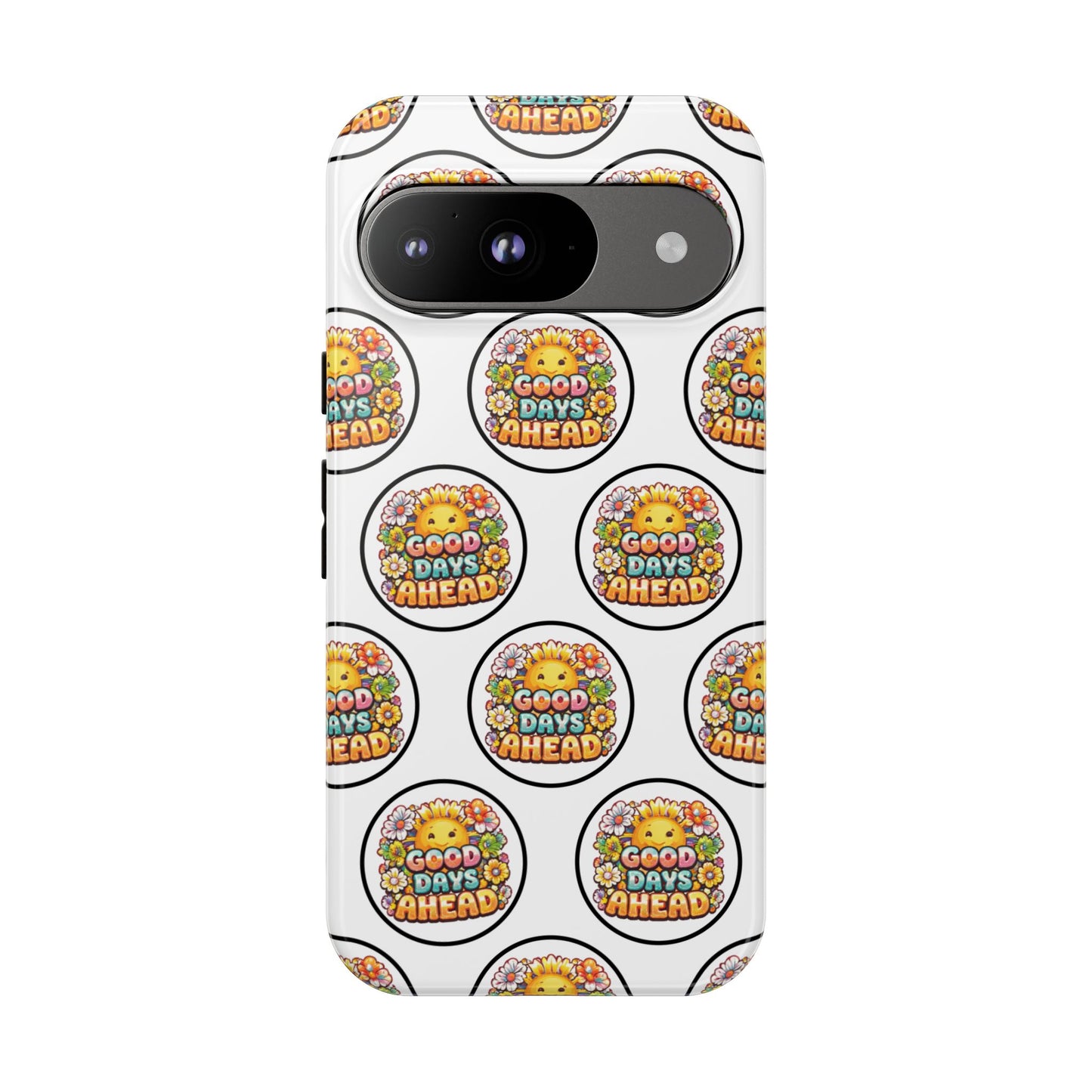 Phone Case – 'Good Days Ahead' Retro Sun Pattern