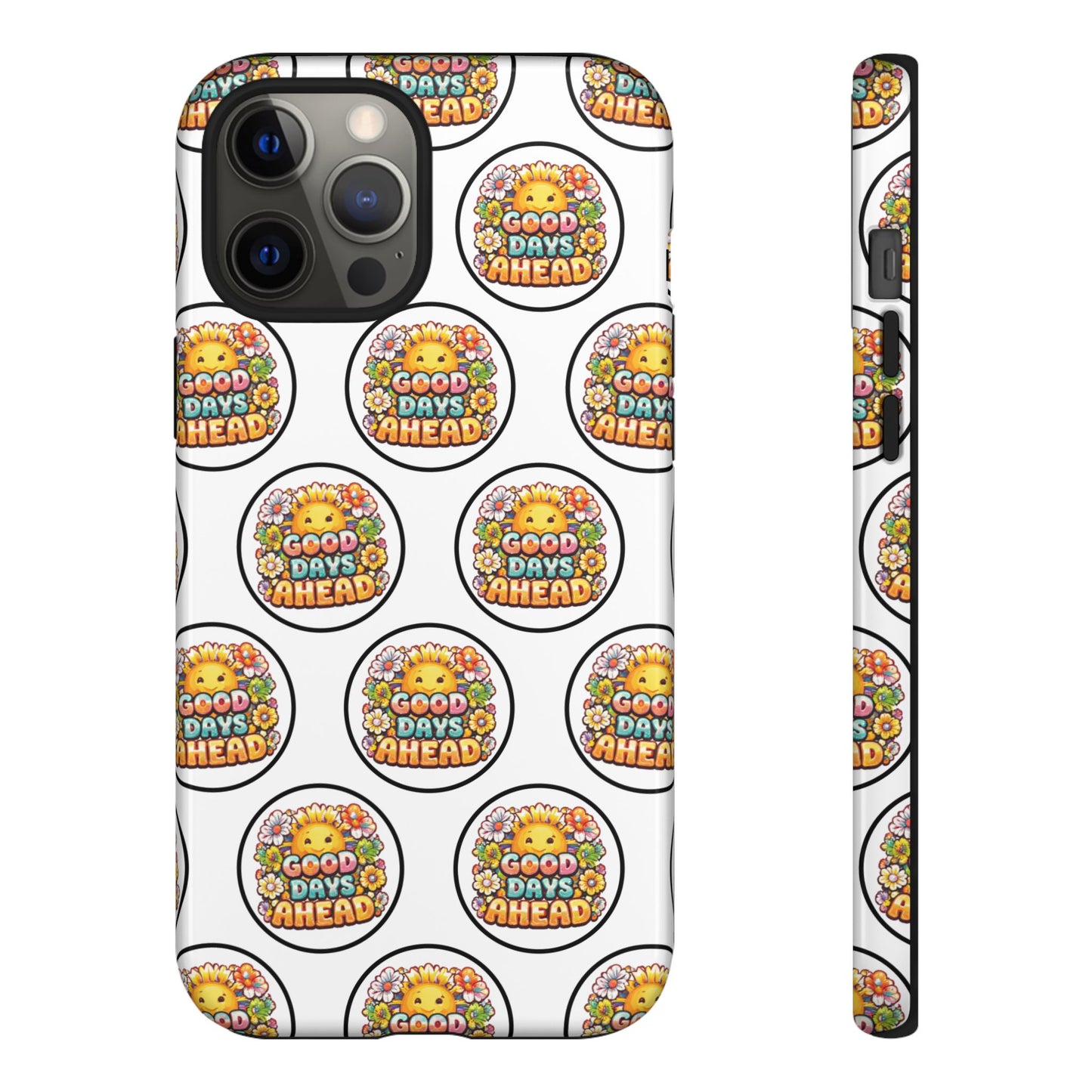 Phone Case – 'Good Days Ahead' Retro Sun Pattern
