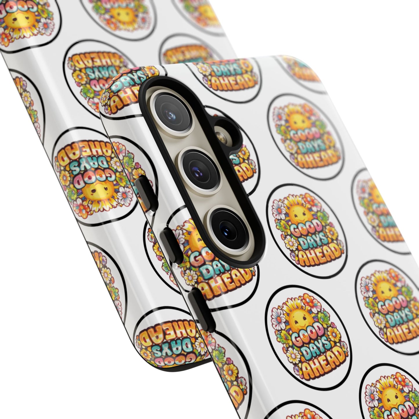 Phone Case – 'Good Days Ahead' Retro Sun Pattern