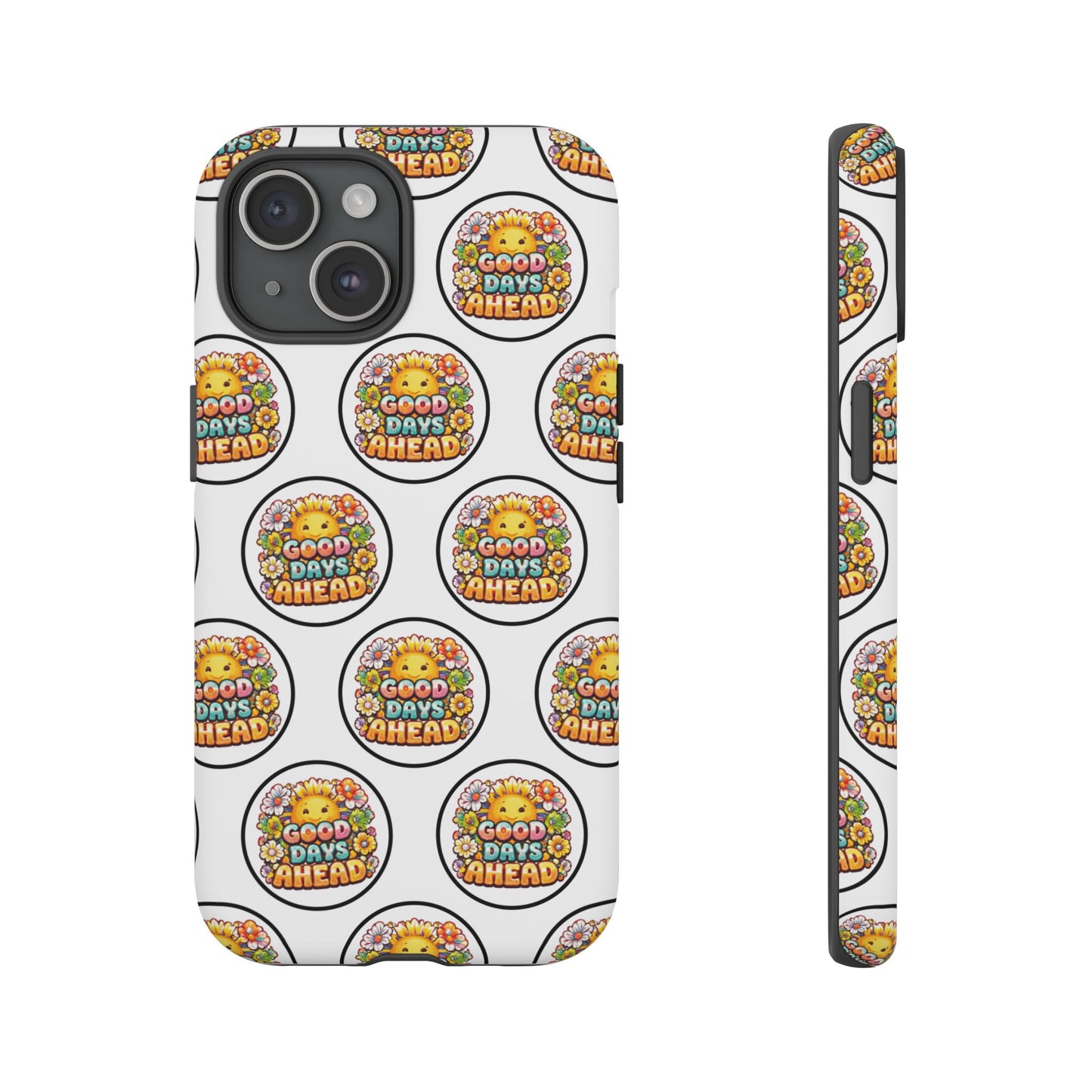 Phone Case – 'Good Days Ahead' Retro Sun Pattern