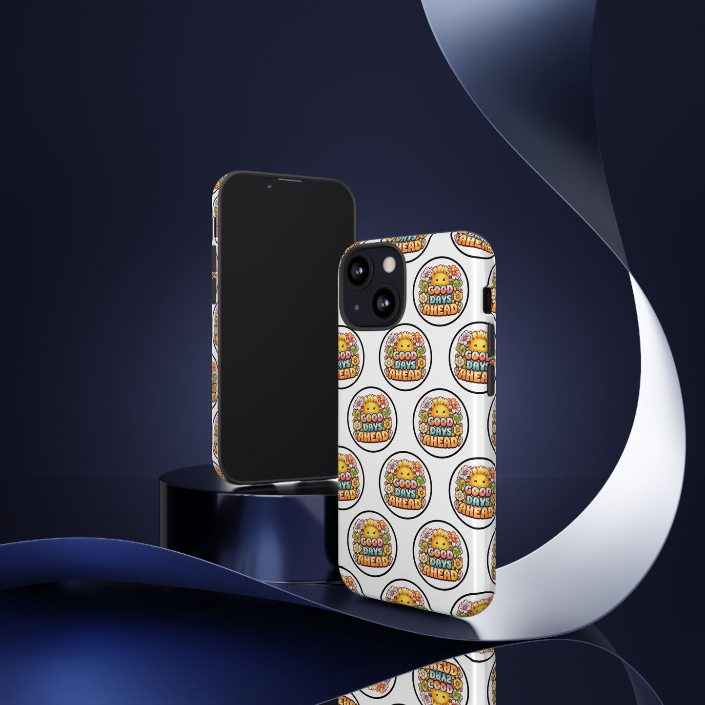 Phone Case – 'Good Days Ahead' Retro Sun Pattern