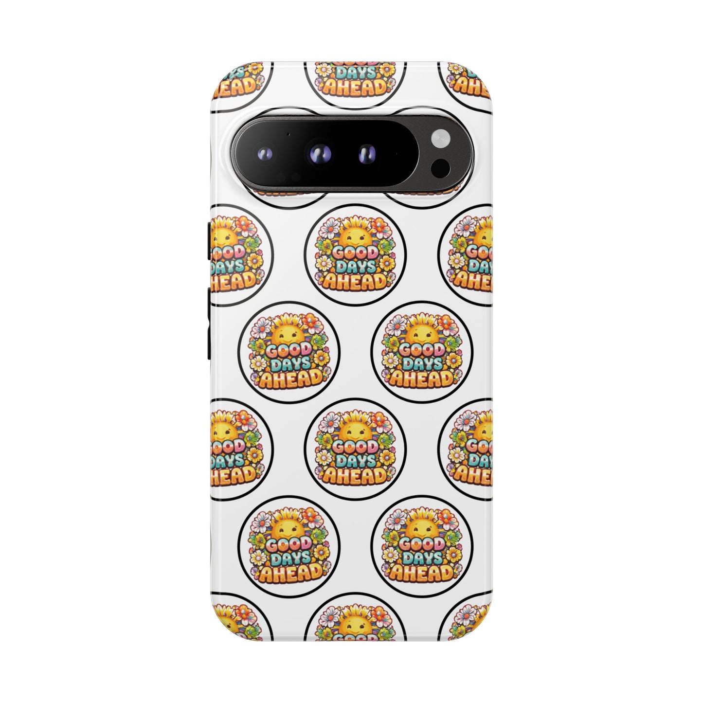 Phone Case – 'Good Days Ahead' Retro Sun Pattern