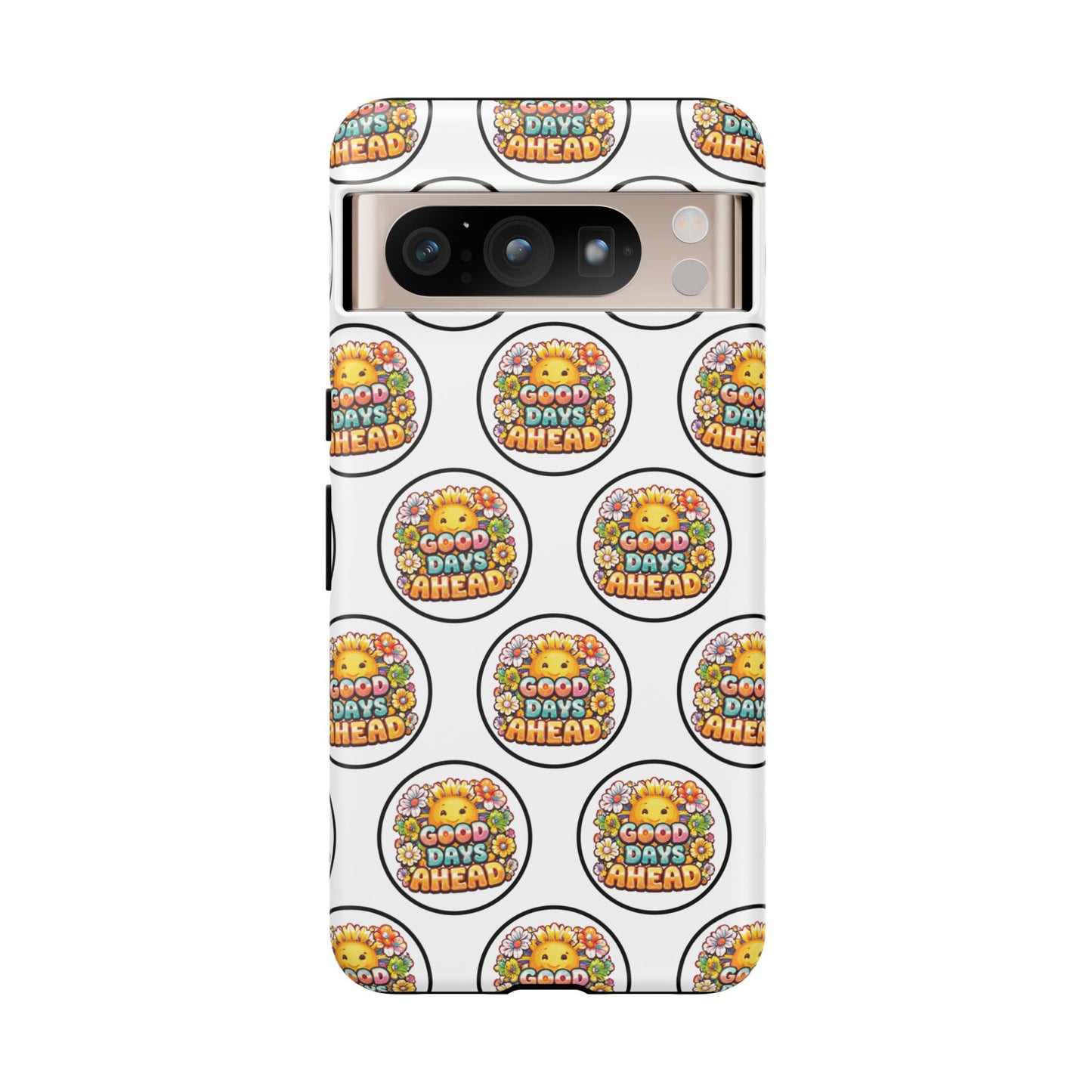 Phone Case – 'Good Days Ahead' Retro Sun Pattern