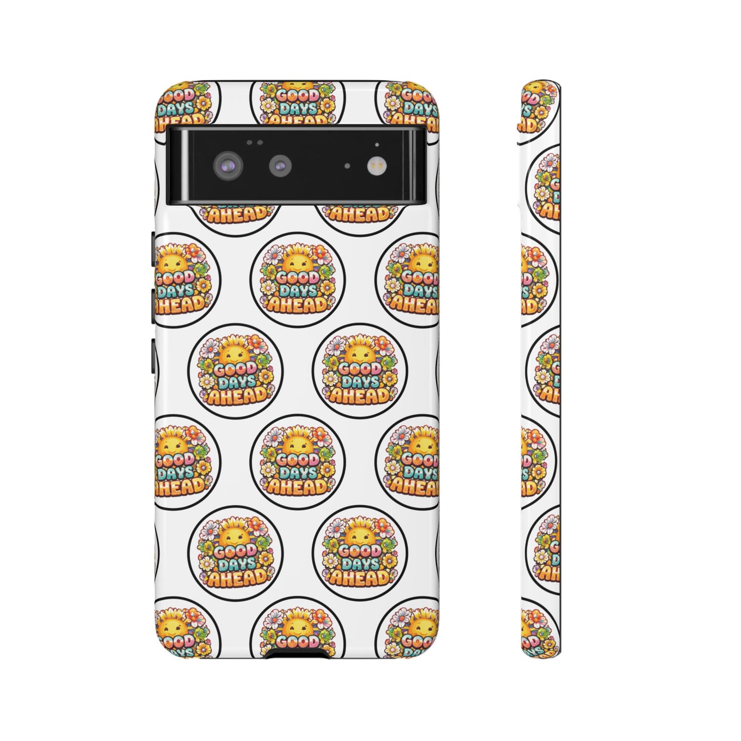 Phone Case – 'Good Days Ahead' Retro Sun Pattern