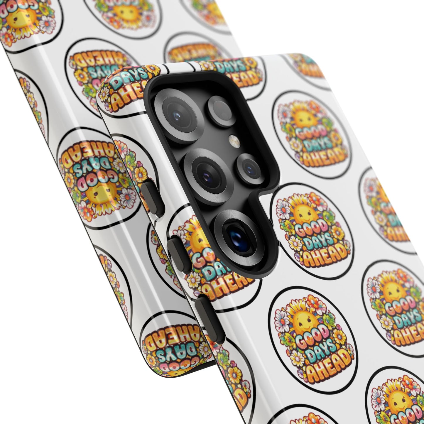 Phone Case – 'Good Days Ahead' Retro Sun Pattern