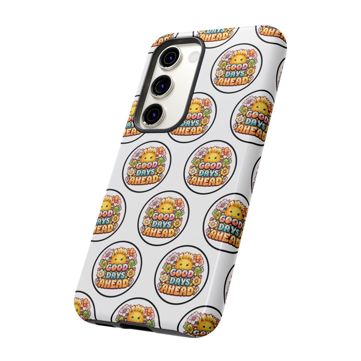 Phone Case – 'Good Days Ahead' Retro Sun Pattern