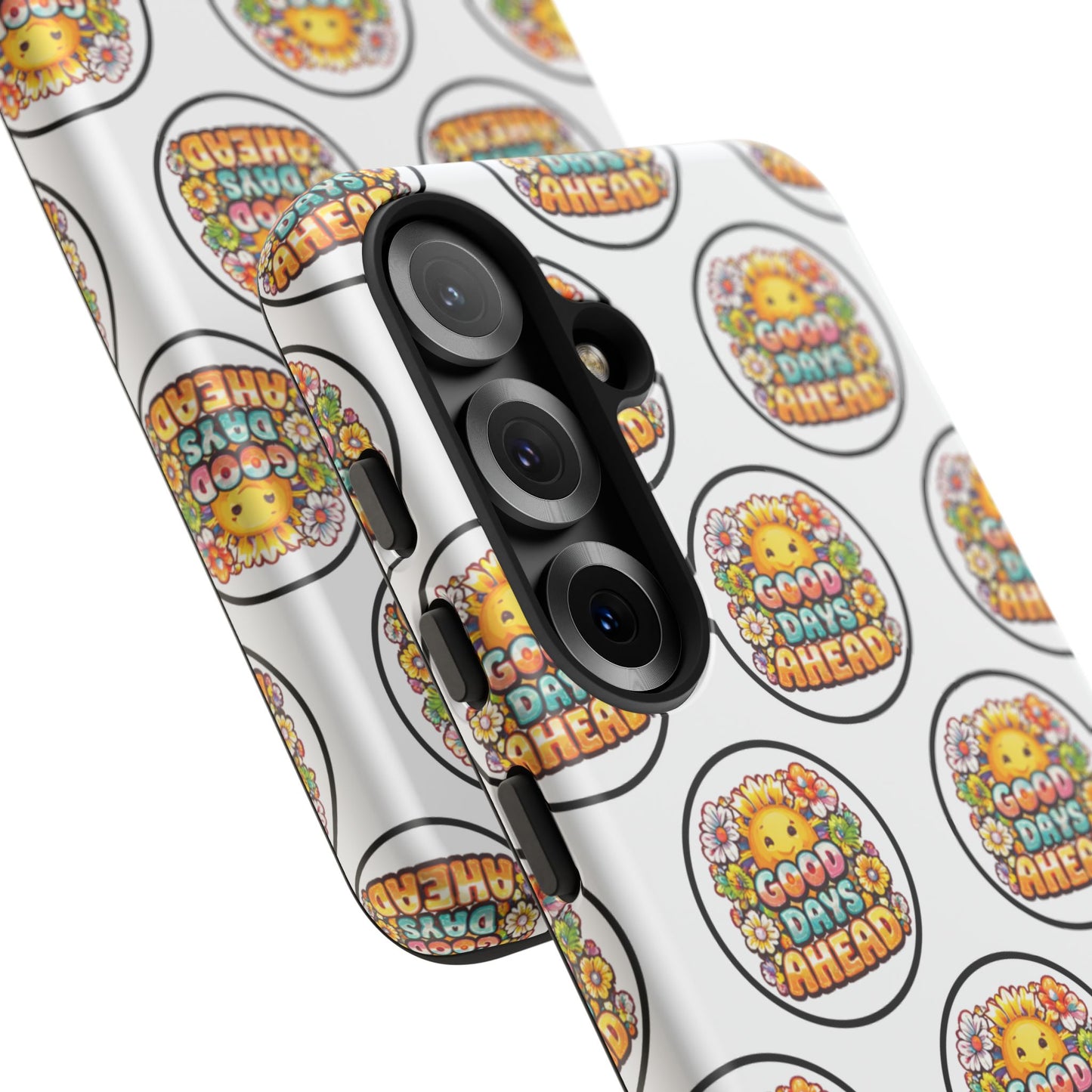 Phone Case – 'Good Days Ahead' Retro Sun Pattern