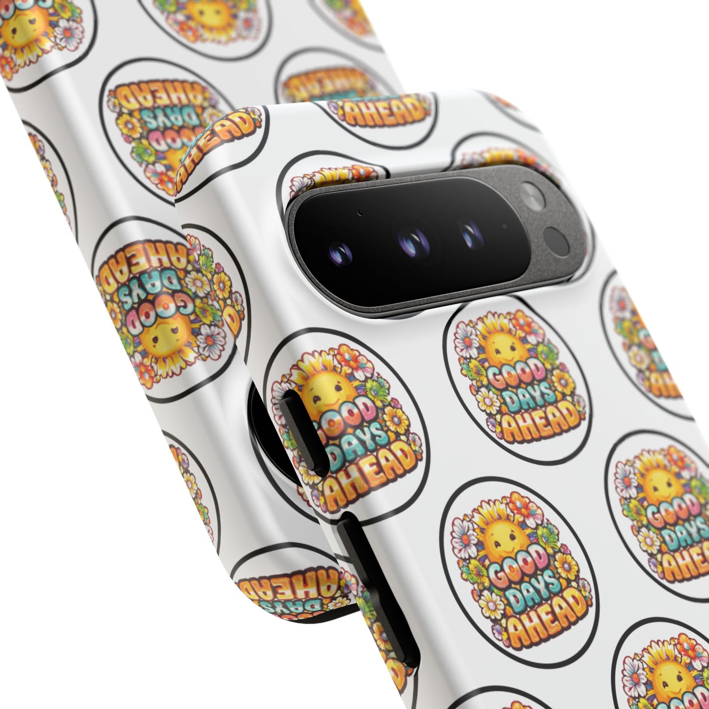 Phone Case – 'Good Days Ahead' Retro Sun Pattern