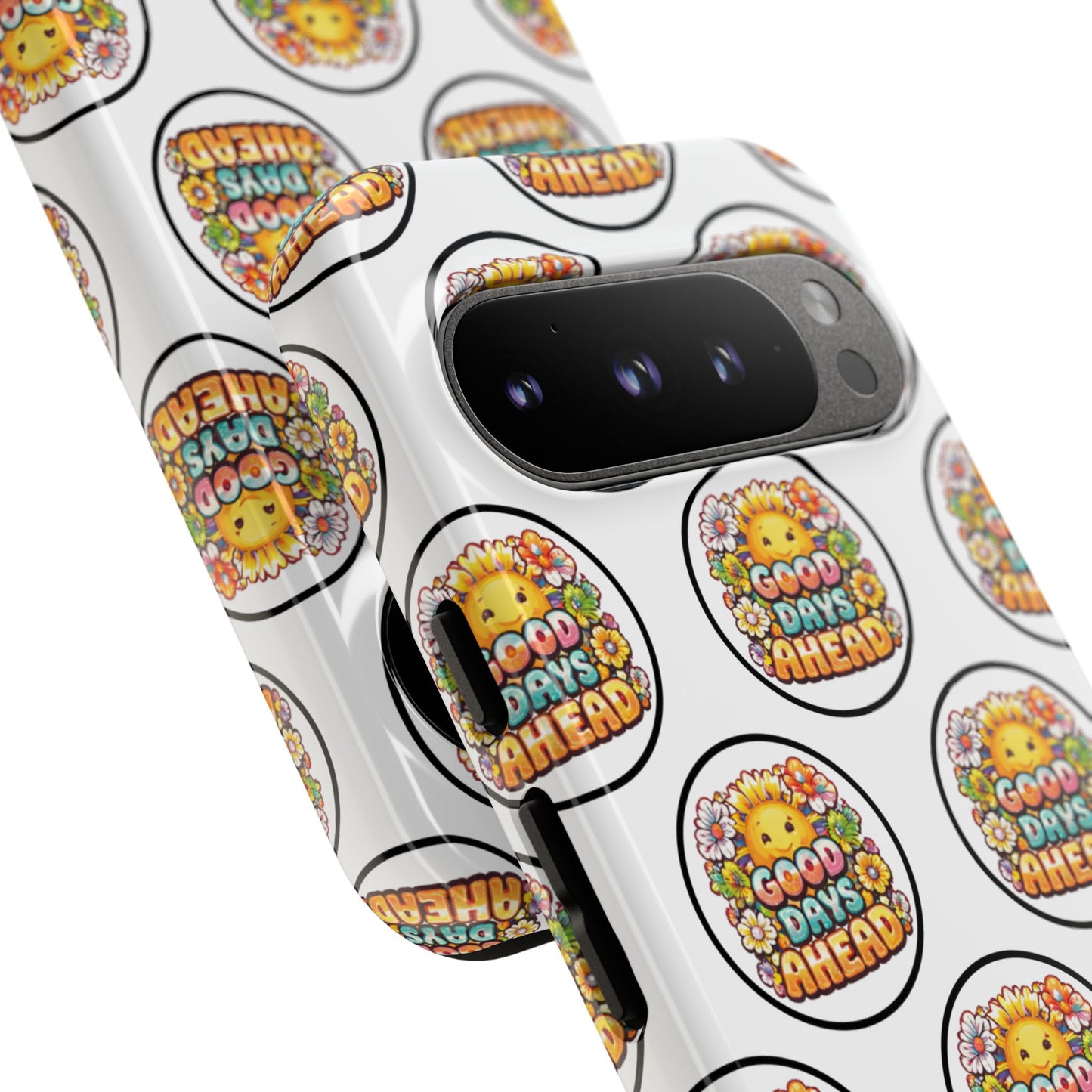Phone Case – 'Good Days Ahead' Retro Sun Pattern