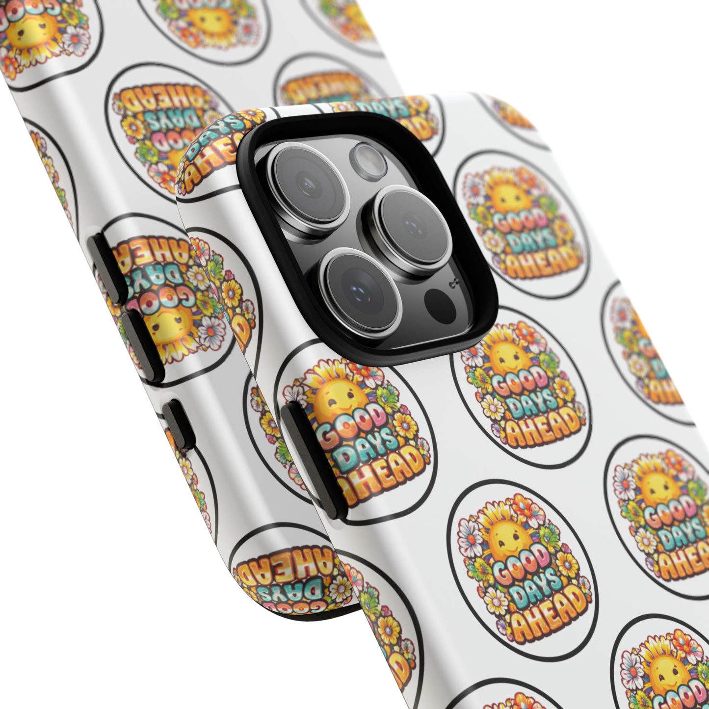 Phone Case – 'Good Days Ahead' Retro Sun Pattern