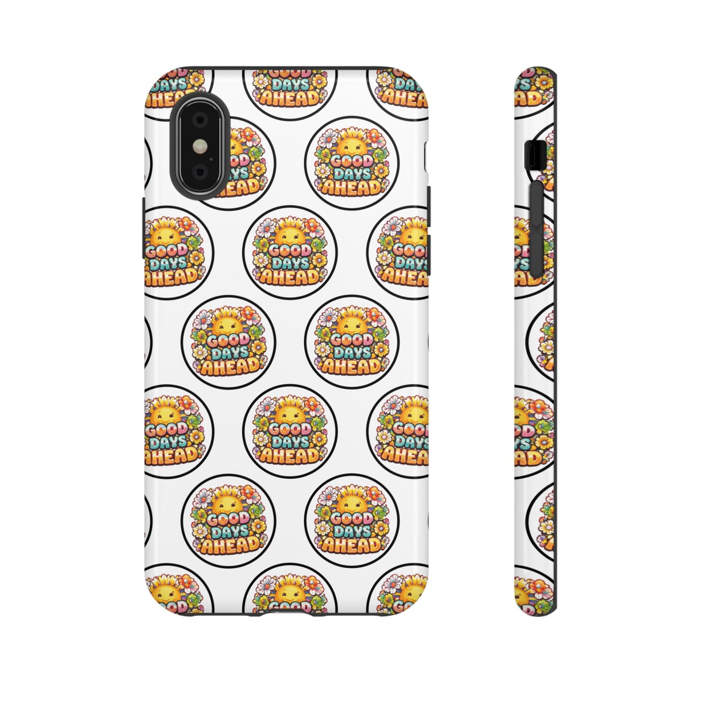 Phone Case – 'Good Days Ahead' Retro Sun Pattern