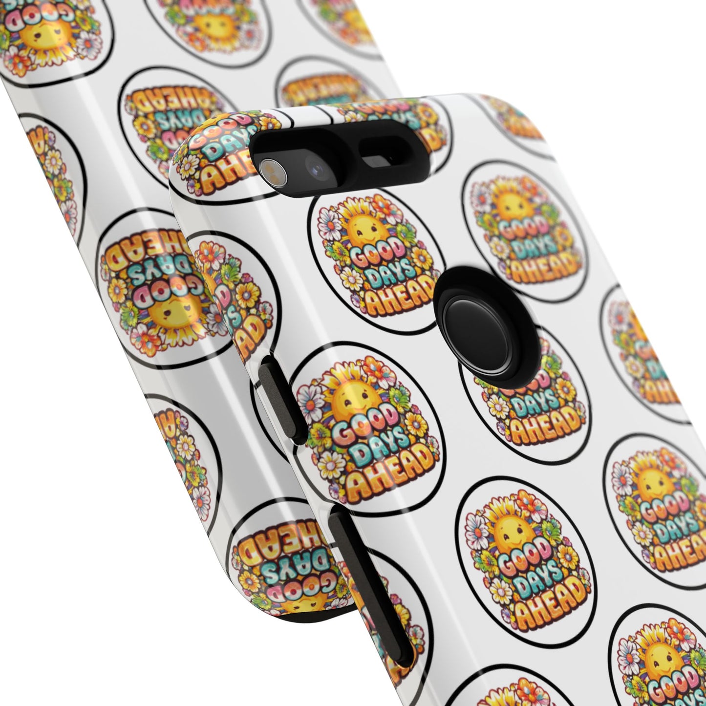 Phone Case – 'Good Days Ahead' Retro Sun Pattern