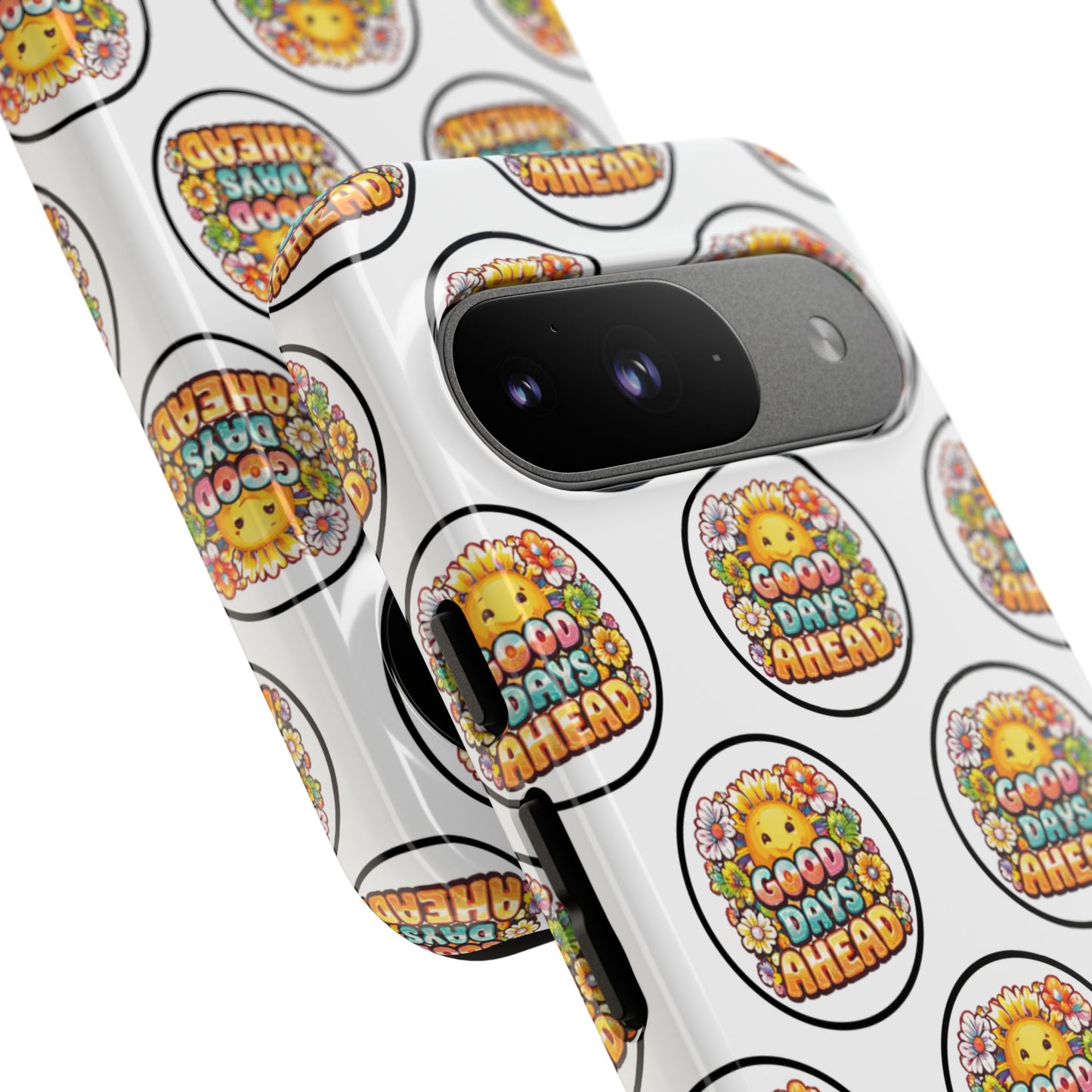 Phone Case – 'Good Days Ahead' Retro Sun Pattern
