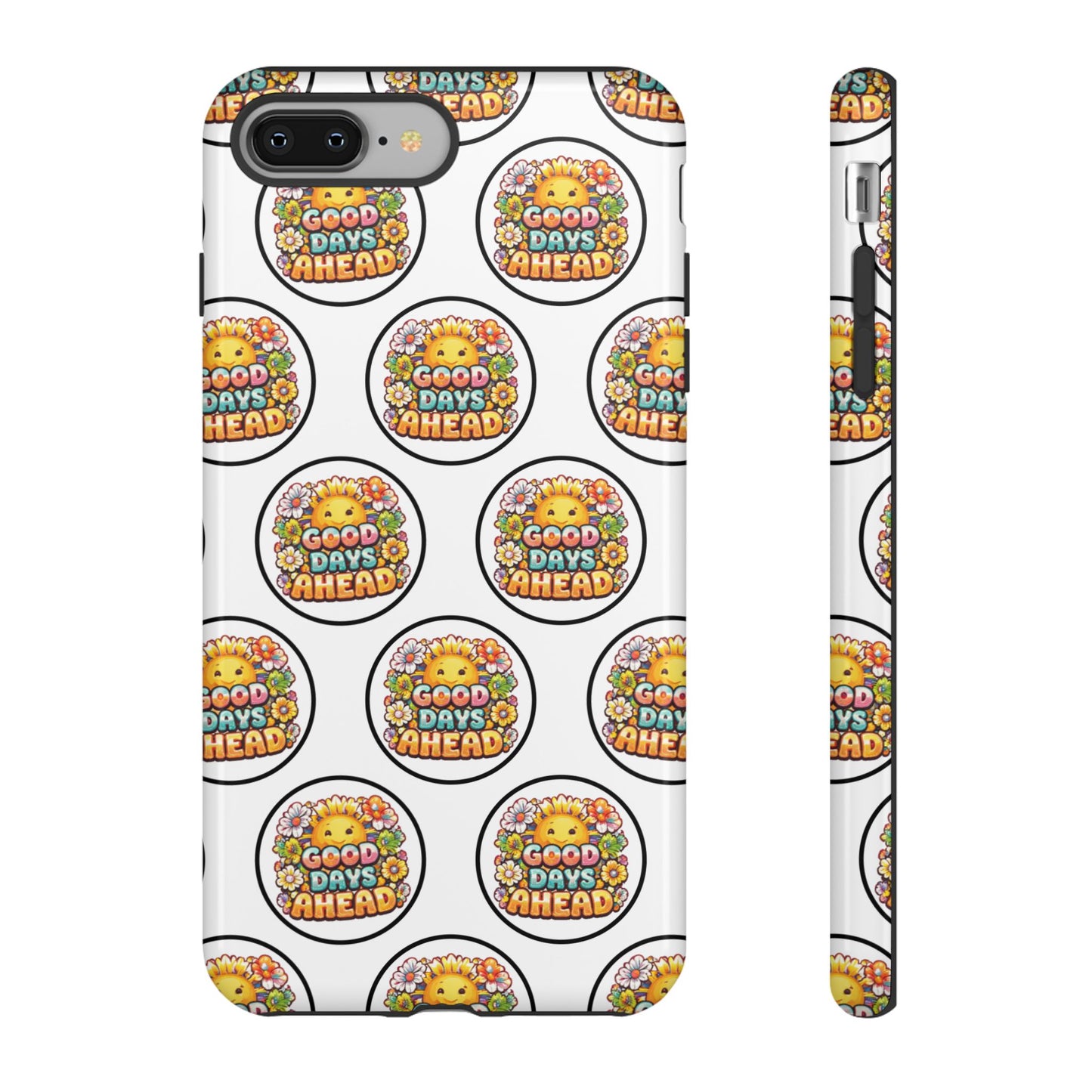 Phone Case – 'Good Days Ahead' Retro Sun Pattern