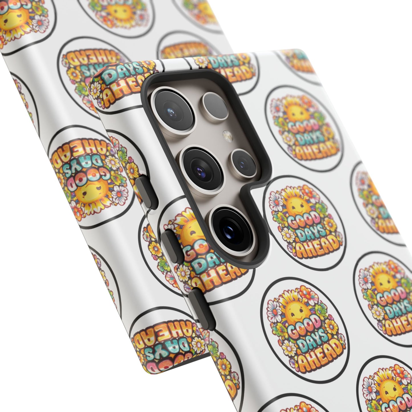 Phone Case – 'Good Days Ahead' Retro Sun Pattern