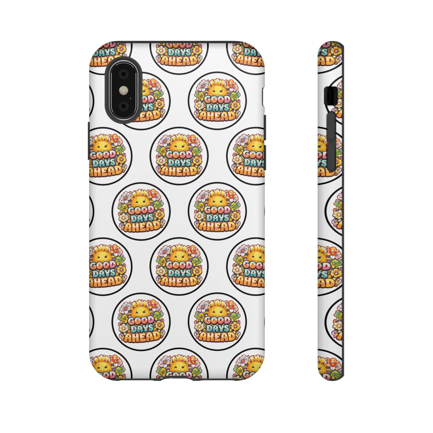 Phone Case – 'Good Days Ahead' Retro Sun Pattern