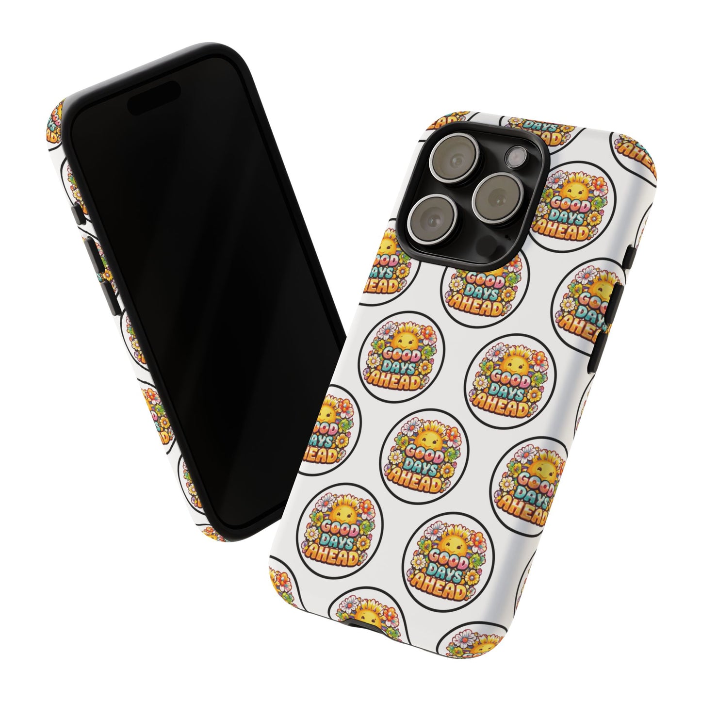 Phone Case – 'Good Days Ahead' Retro Sun Pattern