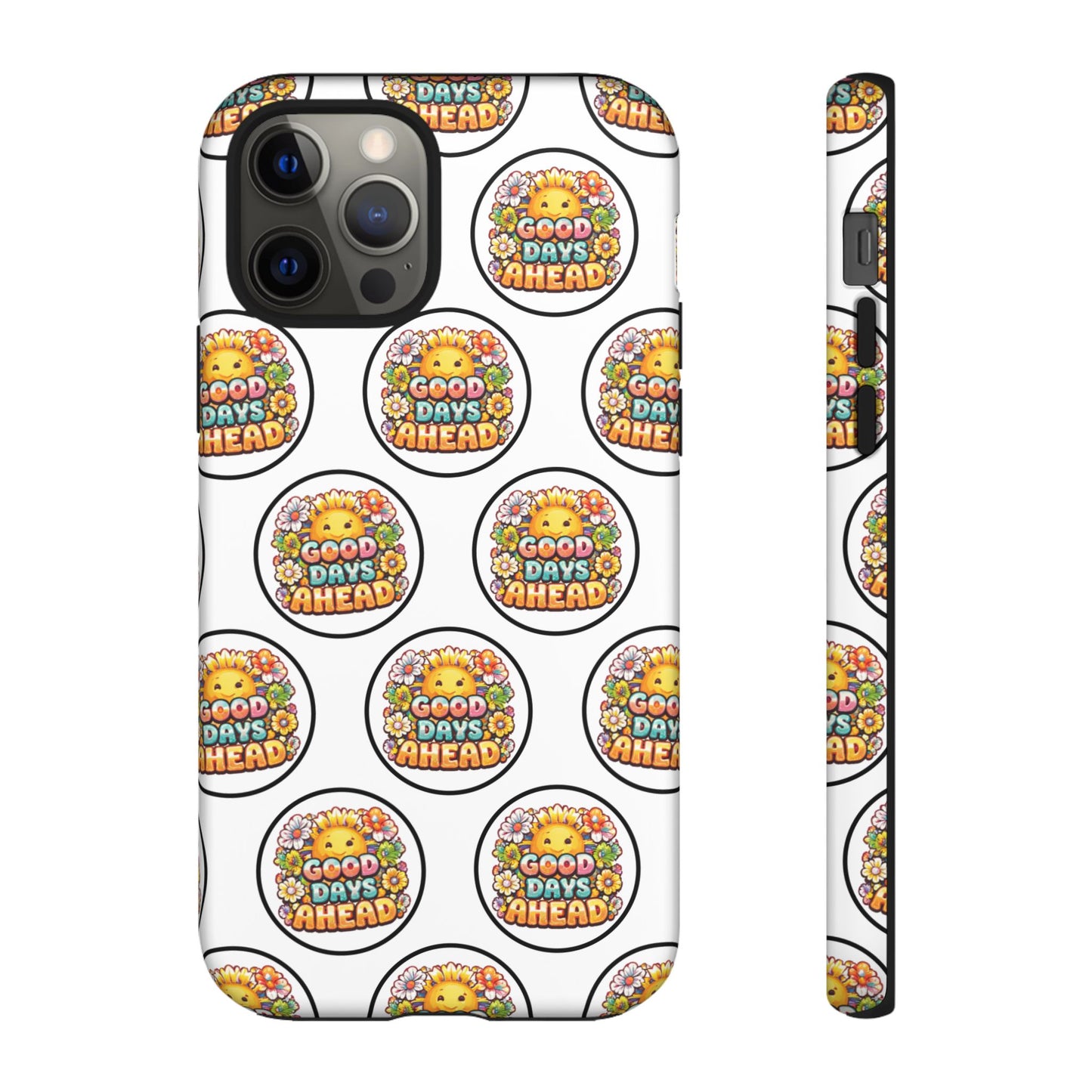 Phone Case – 'Good Days Ahead' Retro Sun Pattern