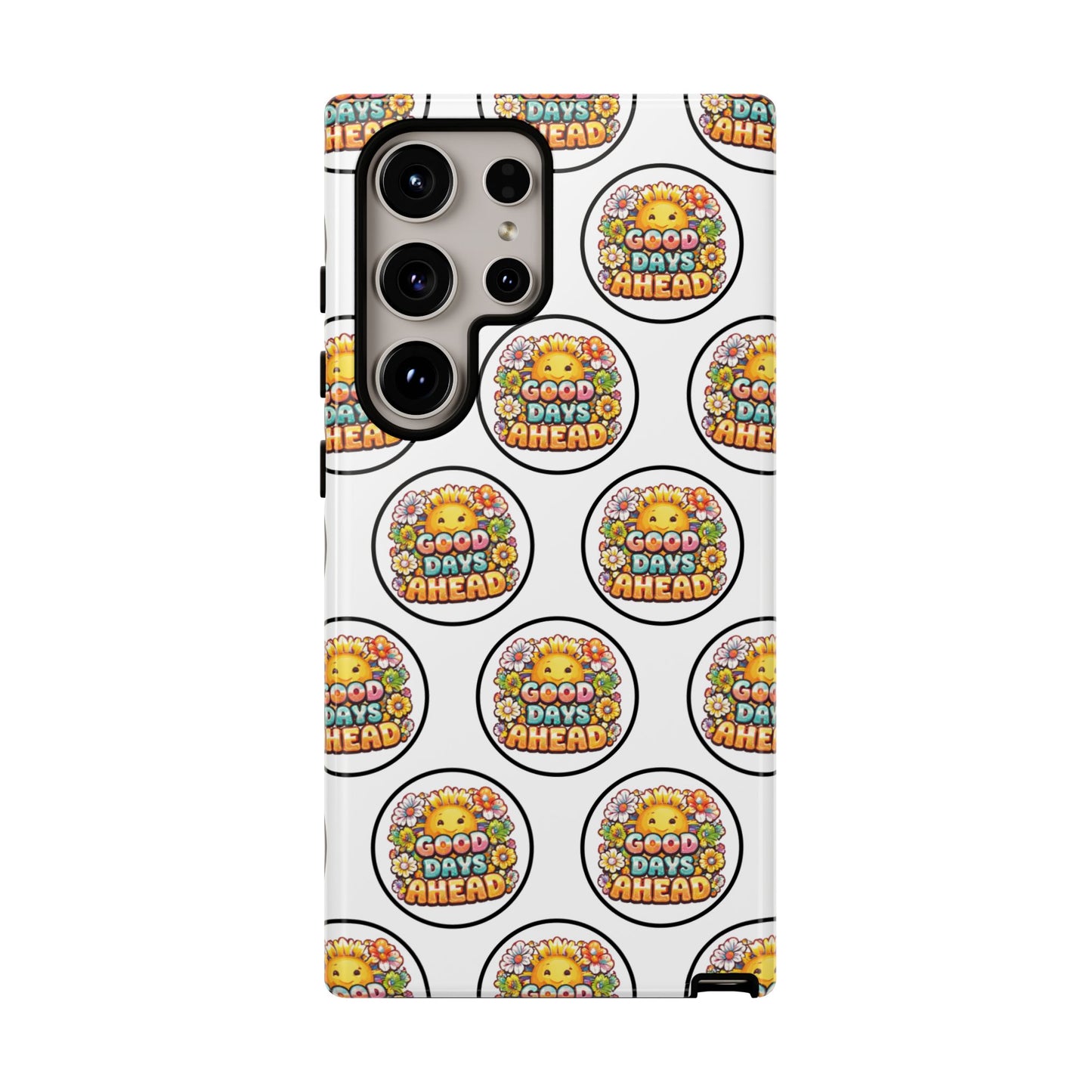 Phone Case – 'Good Days Ahead' Retro Sun Pattern
