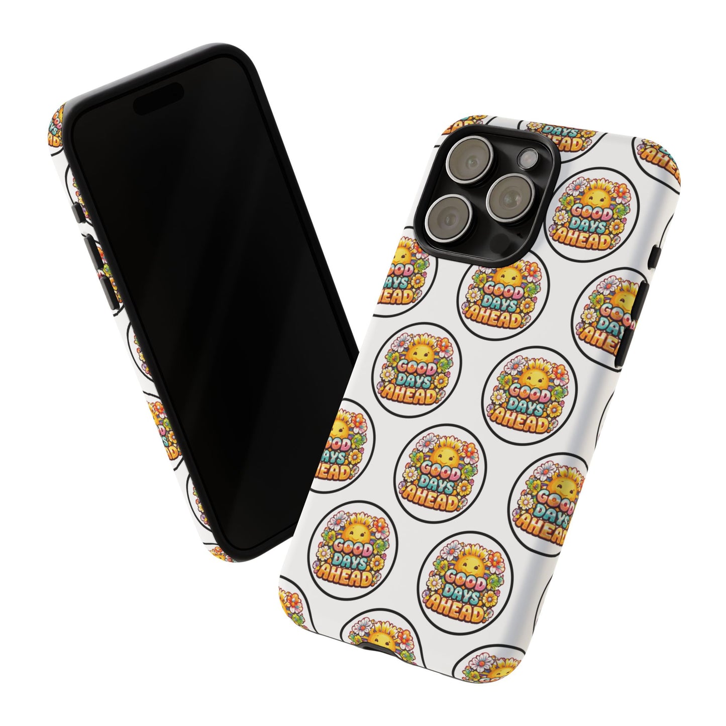 Phone Case – 'Good Days Ahead' Retro Sun Pattern