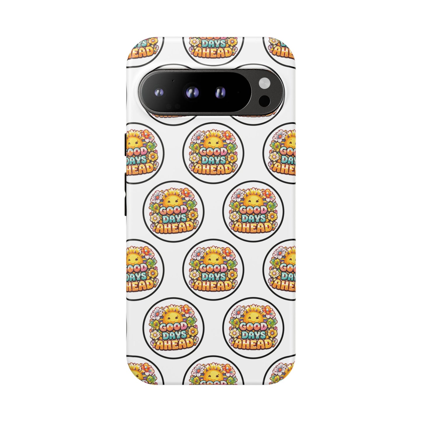 Phone Case – 'Good Days Ahead' Retro Sun Pattern