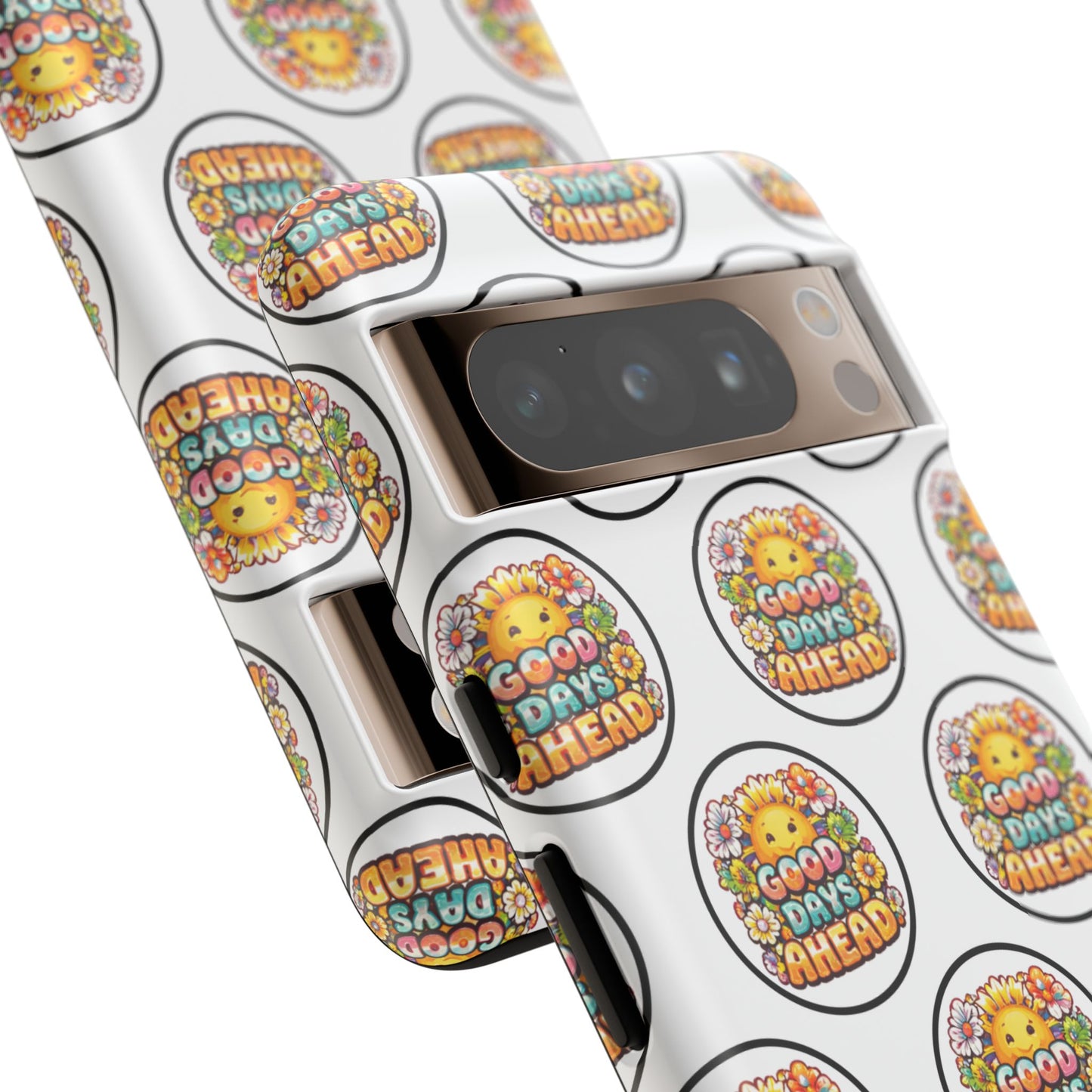 Phone Case – 'Good Days Ahead' Retro Sun Pattern