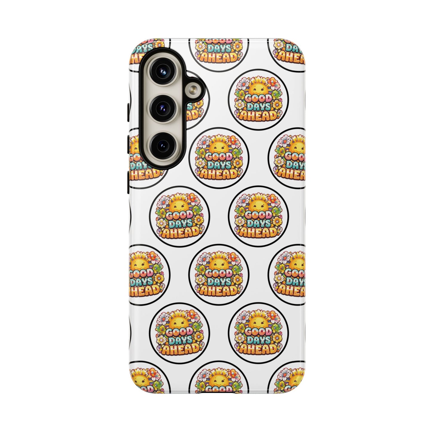 Phone Case – 'Good Days Ahead' Retro Sun Pattern