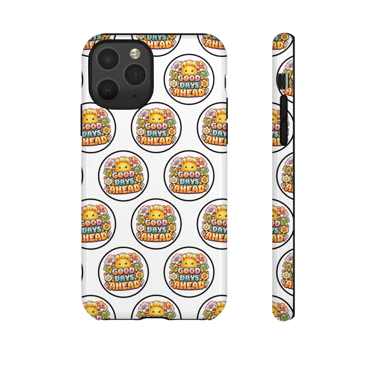 Phone Case – 'Good Days Ahead' Retro Sun Pattern