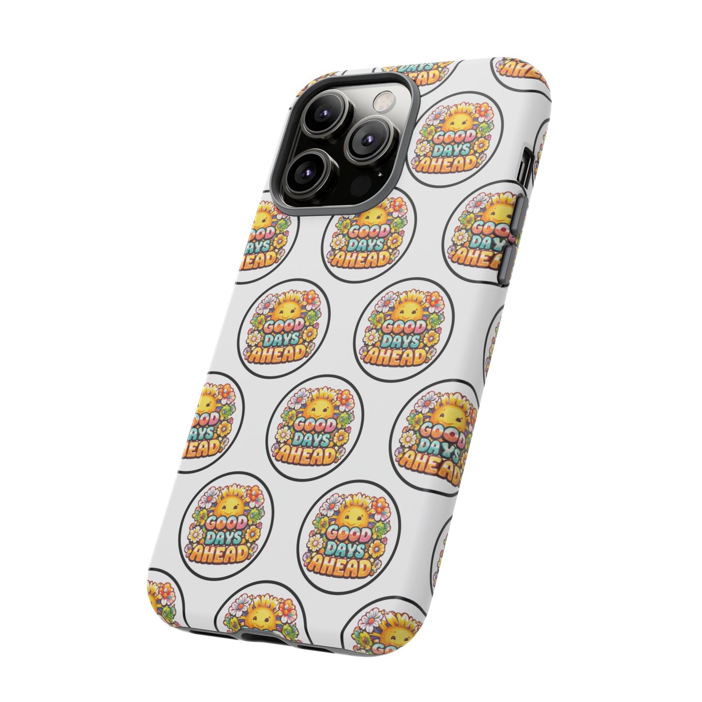 Phone Case – 'Good Days Ahead' Retro Sun Pattern
