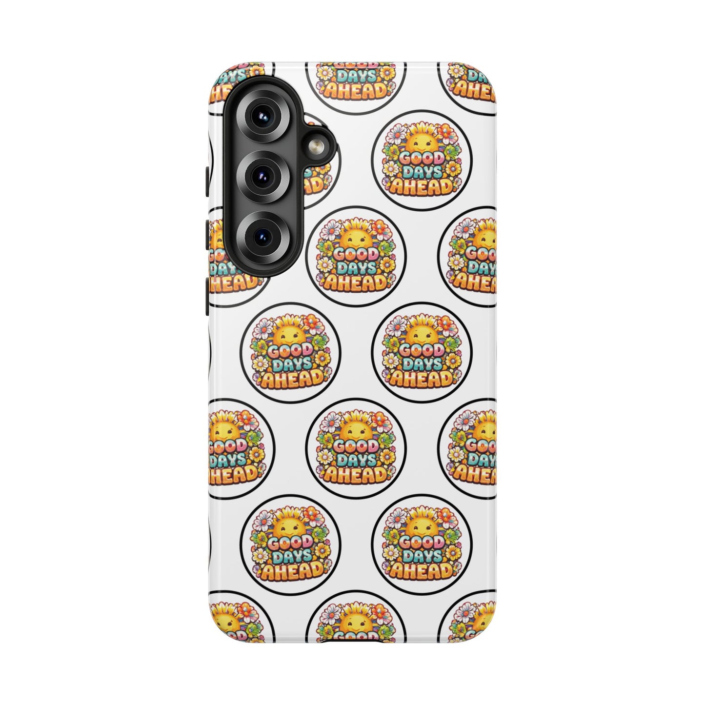 Phone Case – 'Good Days Ahead' Retro Sun Pattern