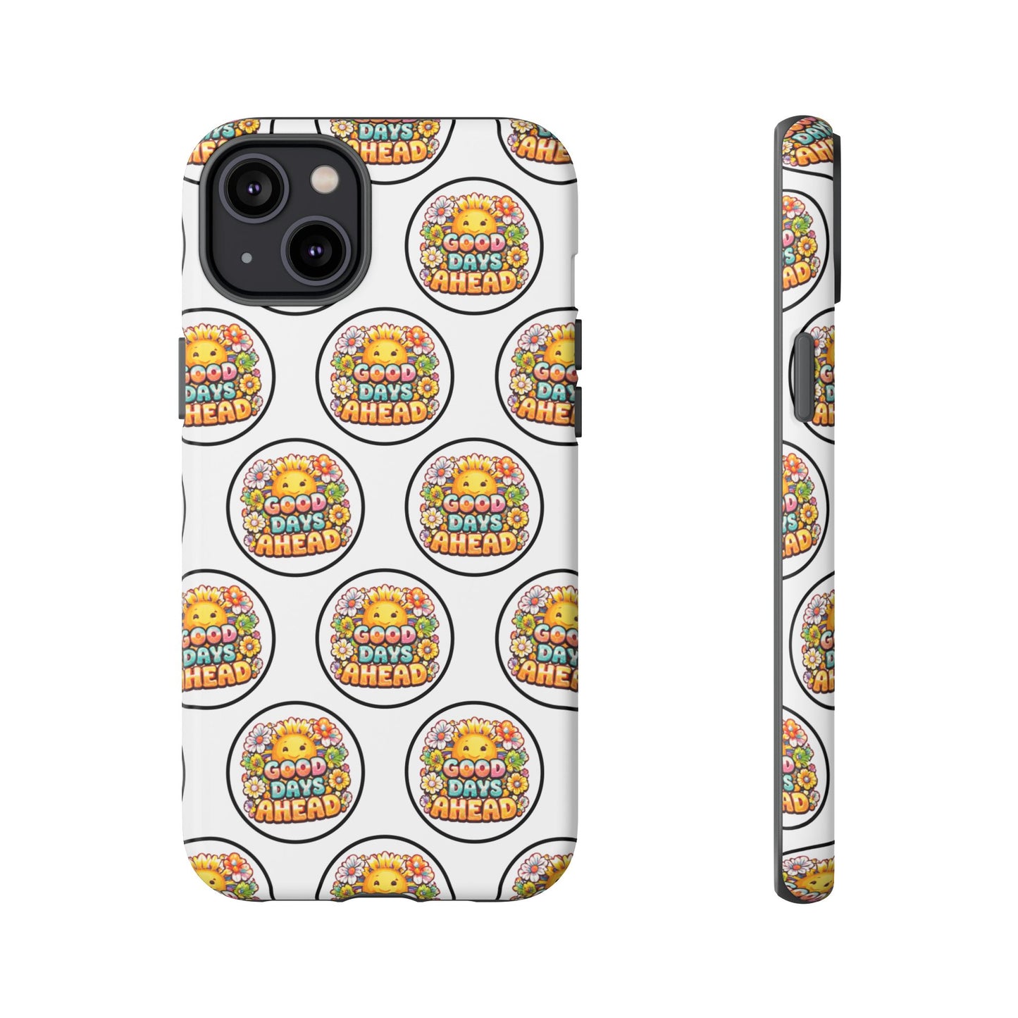 Phone Case – 'Good Days Ahead' Retro Sun Pattern