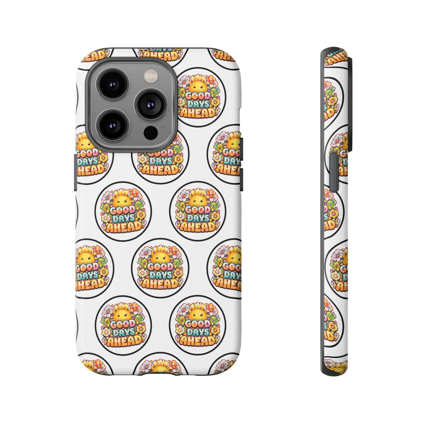 Phone Case – 'Good Days Ahead' Retro Sun Pattern