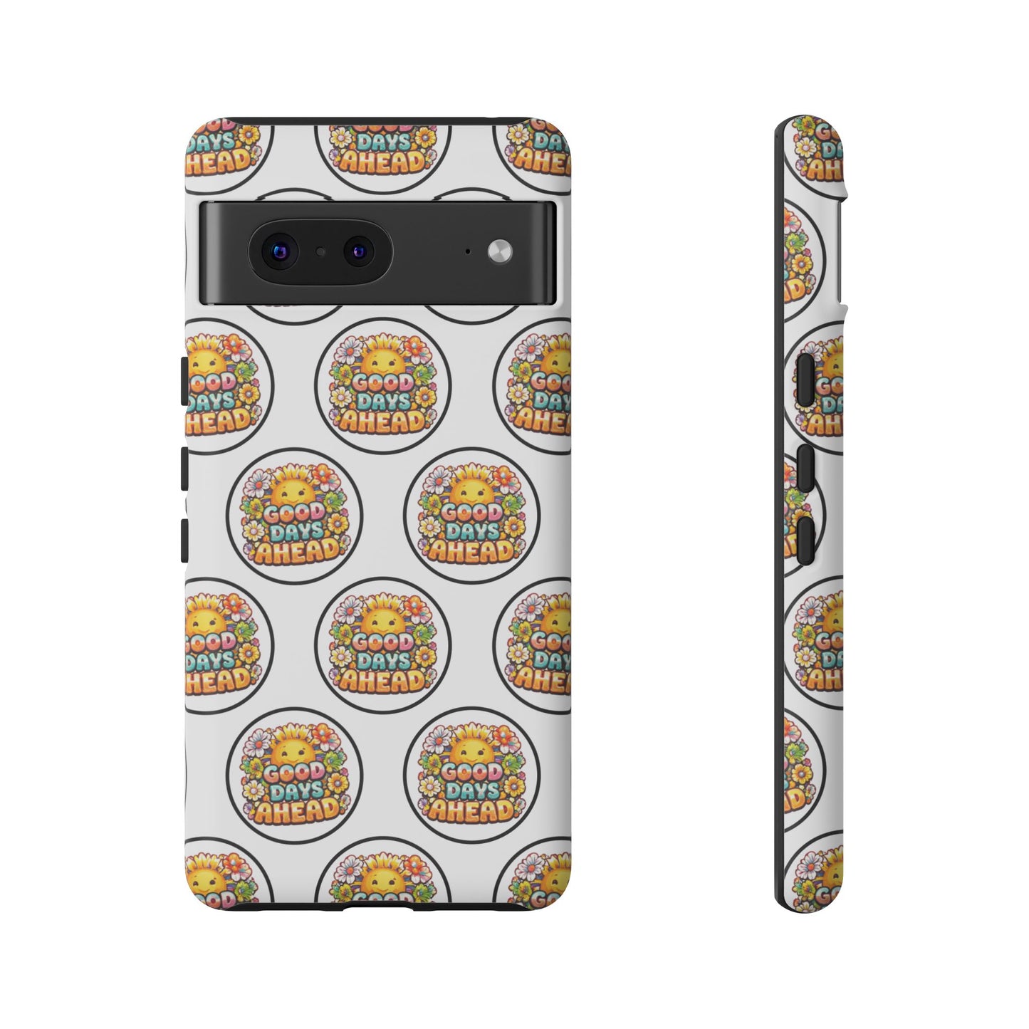 Phone Case – 'Good Days Ahead' Retro Sun Pattern