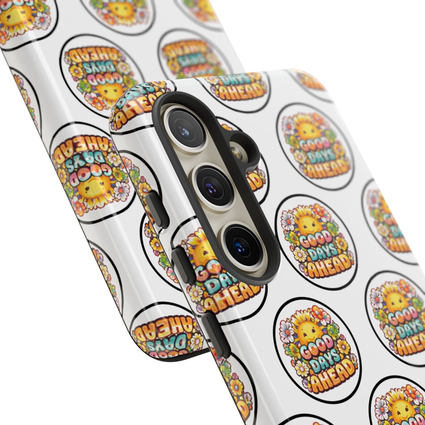 Phone Case – 'Good Days Ahead' Retro Sun Pattern